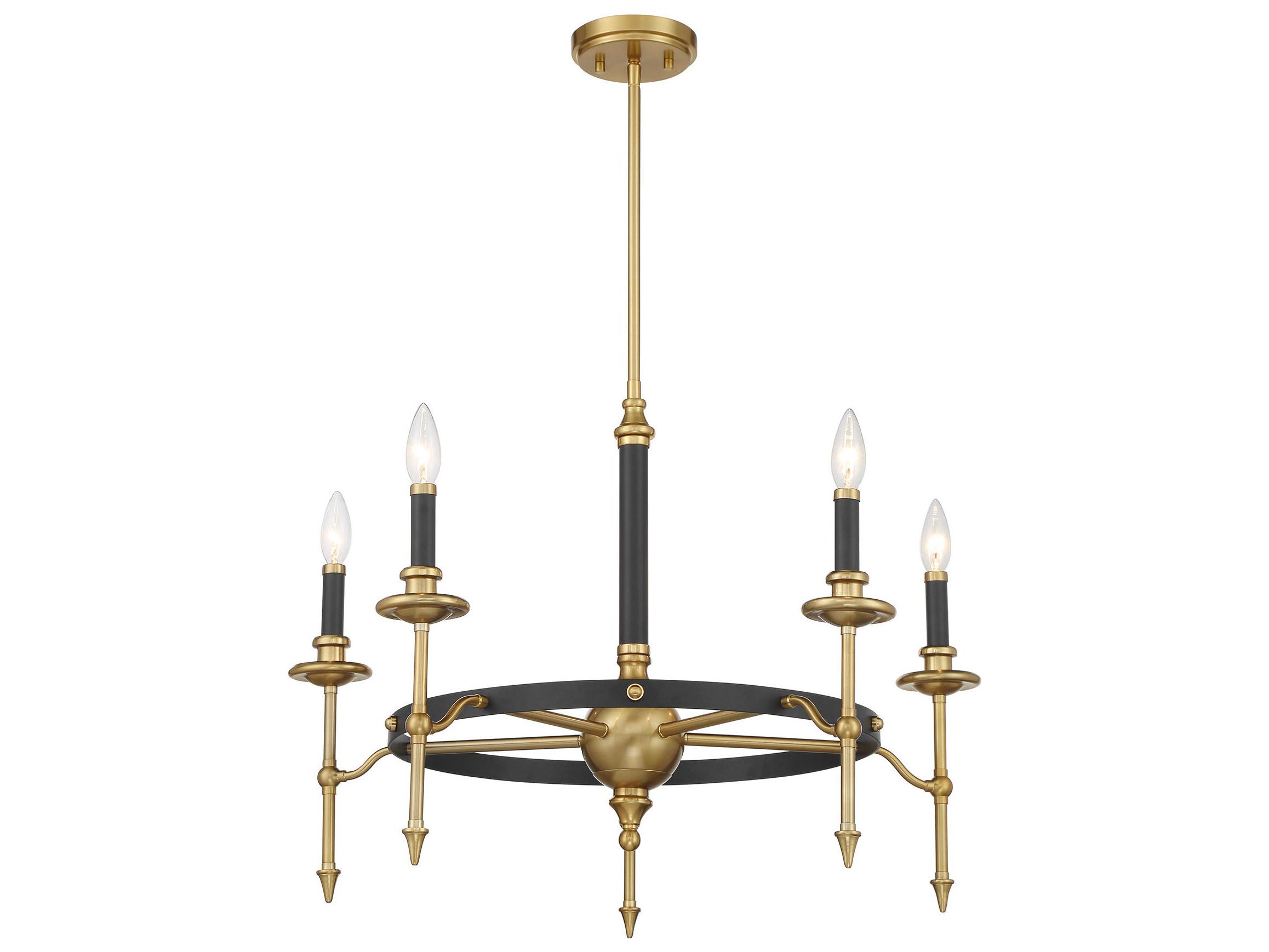 Savoy House Consulate 5-Light Matte Black Warm Brass Traditional Candelabra Chandelier