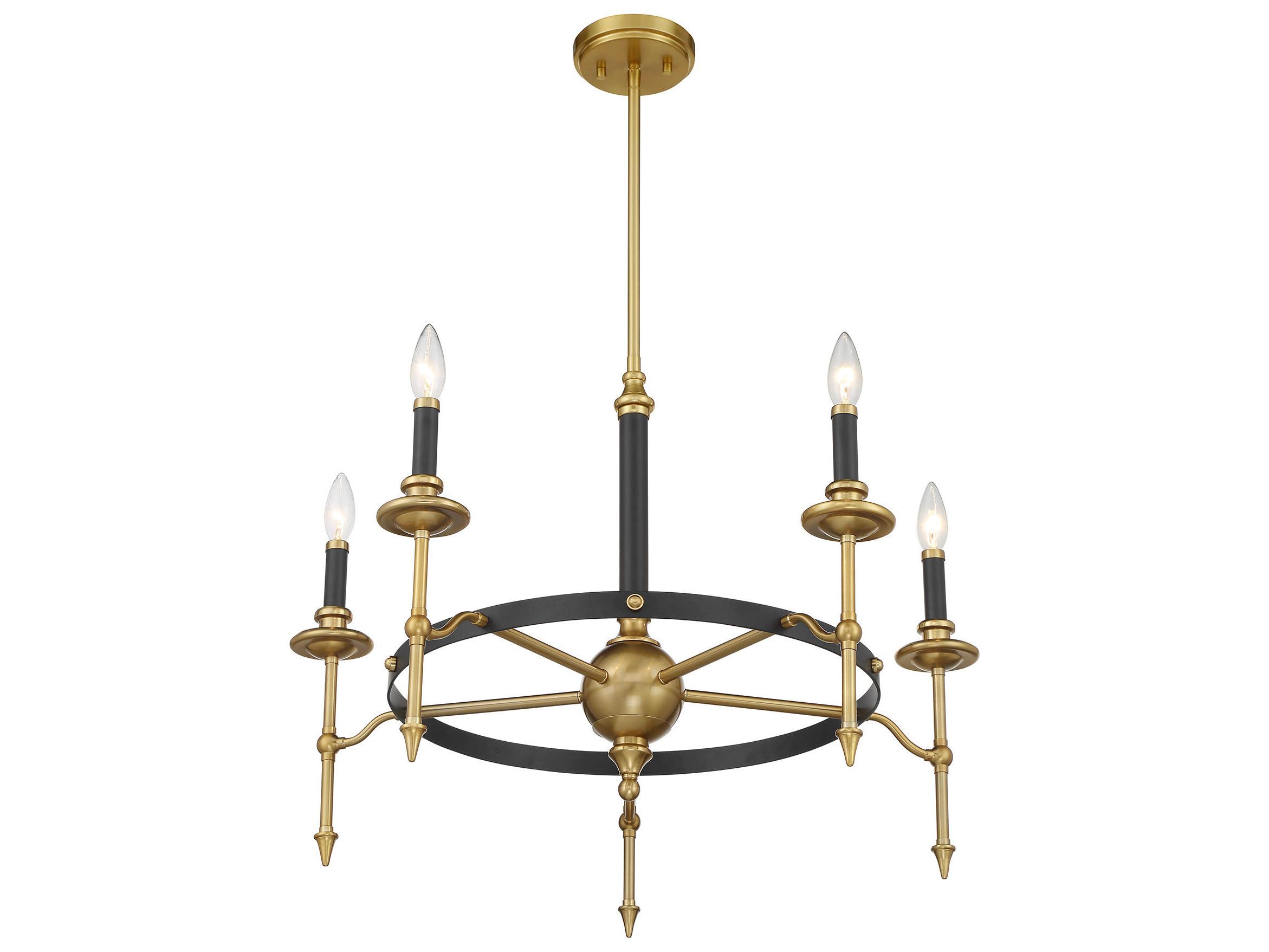 Savoy House Consulate 5-Light Matte Black Warm Brass Traditional Candelabra Chandelier