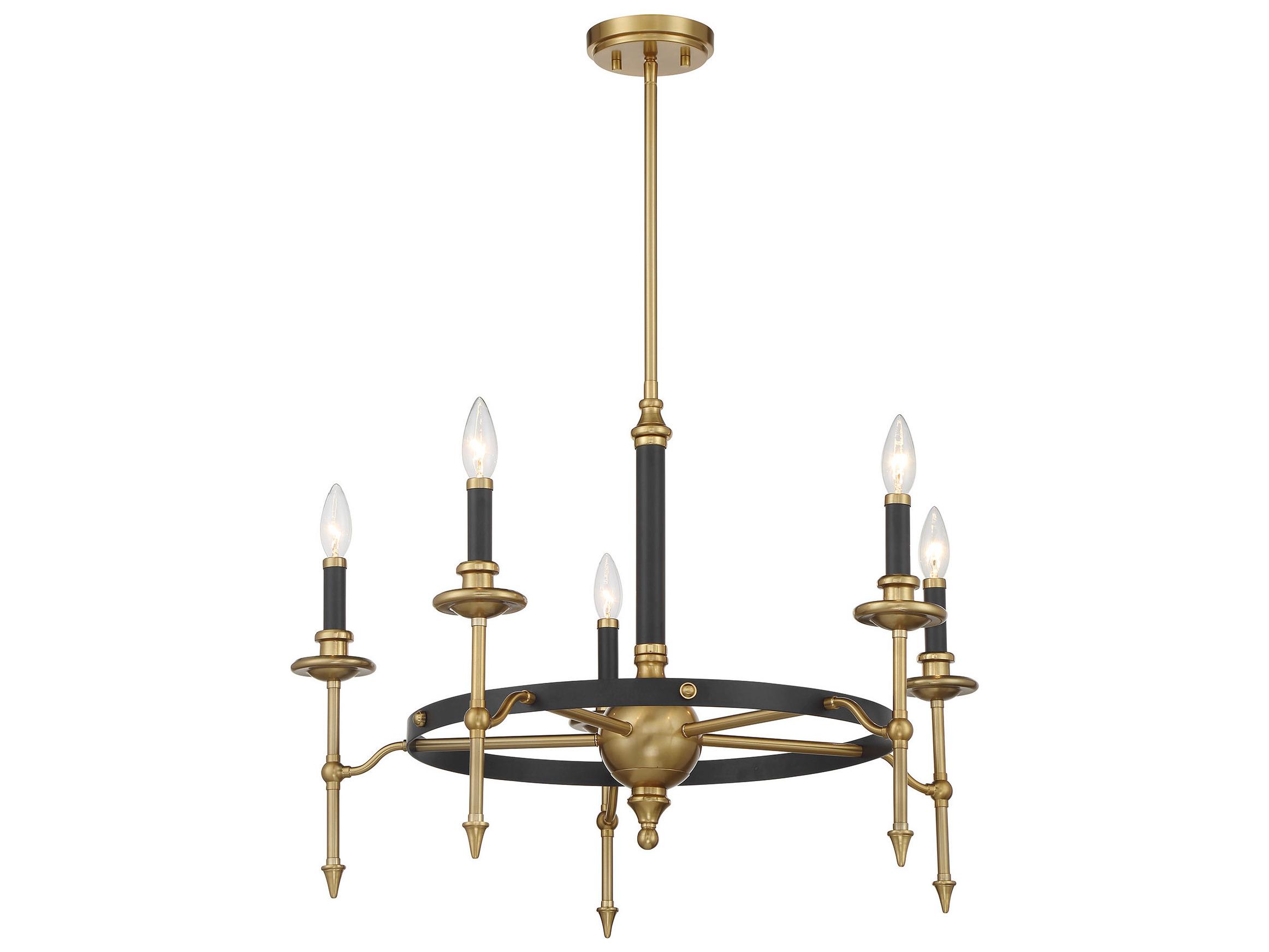 Savoy House Consulate 5-Light Matte Black Warm Brass Traditional Candelabra Chandelier