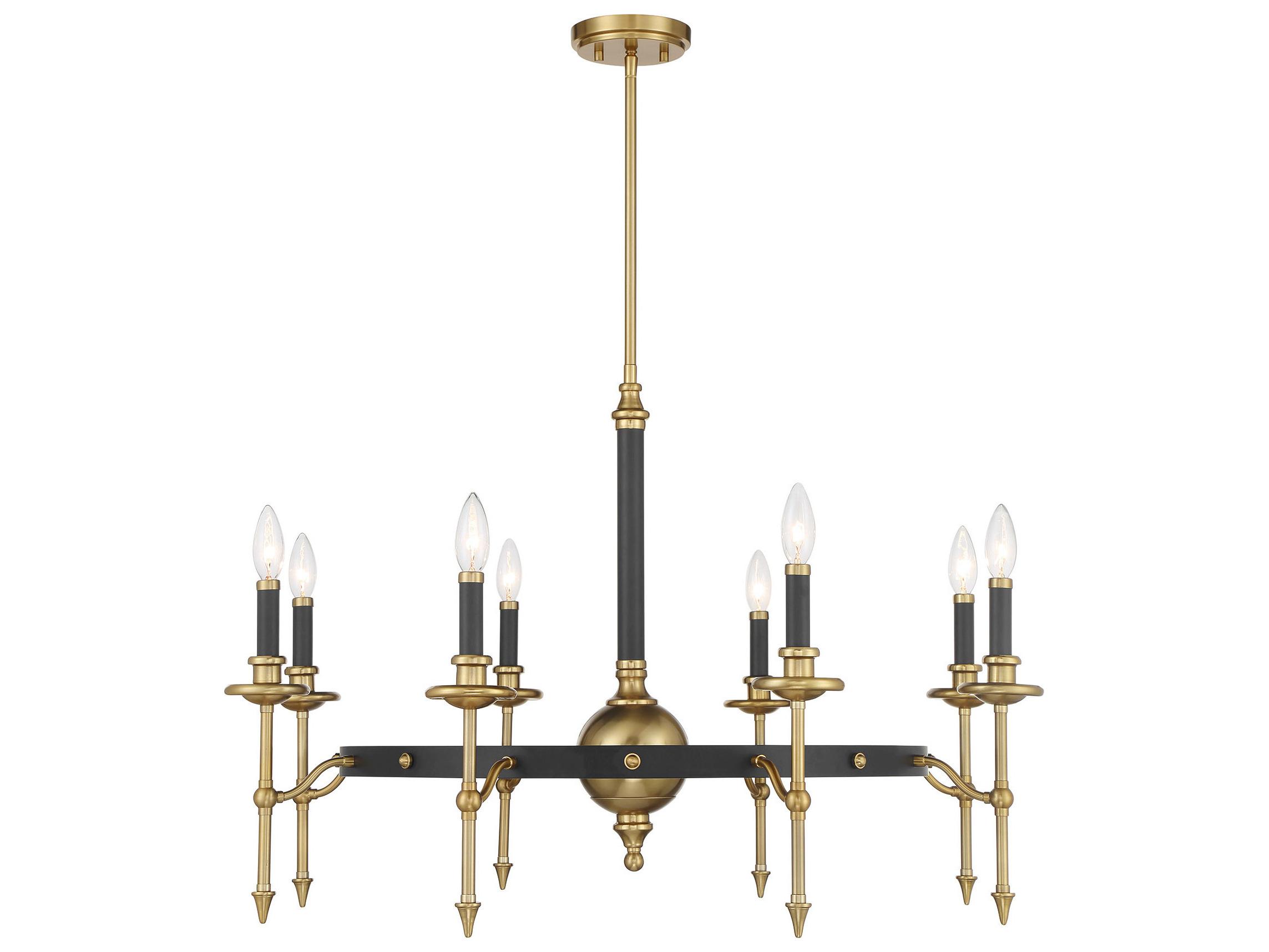 Savoy House Consulate 8-Light Matte Black Warm Brass Traditional Candelabra Chandelier