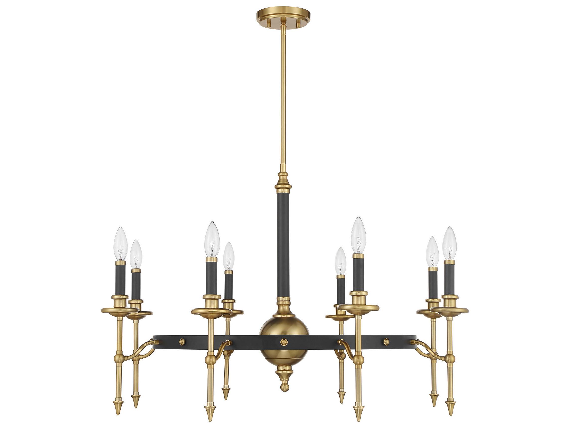 Savoy House Consulate 8-Light Matte Black Warm Brass Traditional Candelabra Chandelier