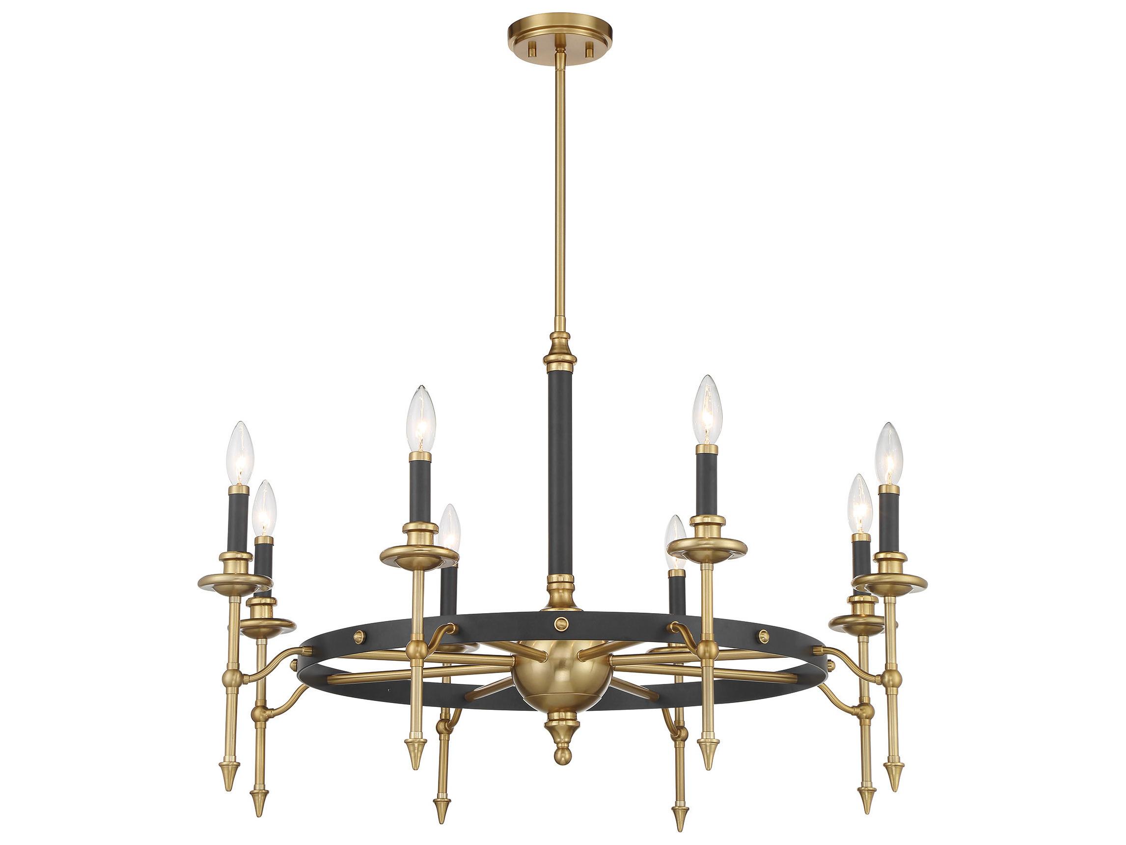 Savoy House Consulate 8-Light Matte Black Warm Brass Traditional Candelabra Chandelier