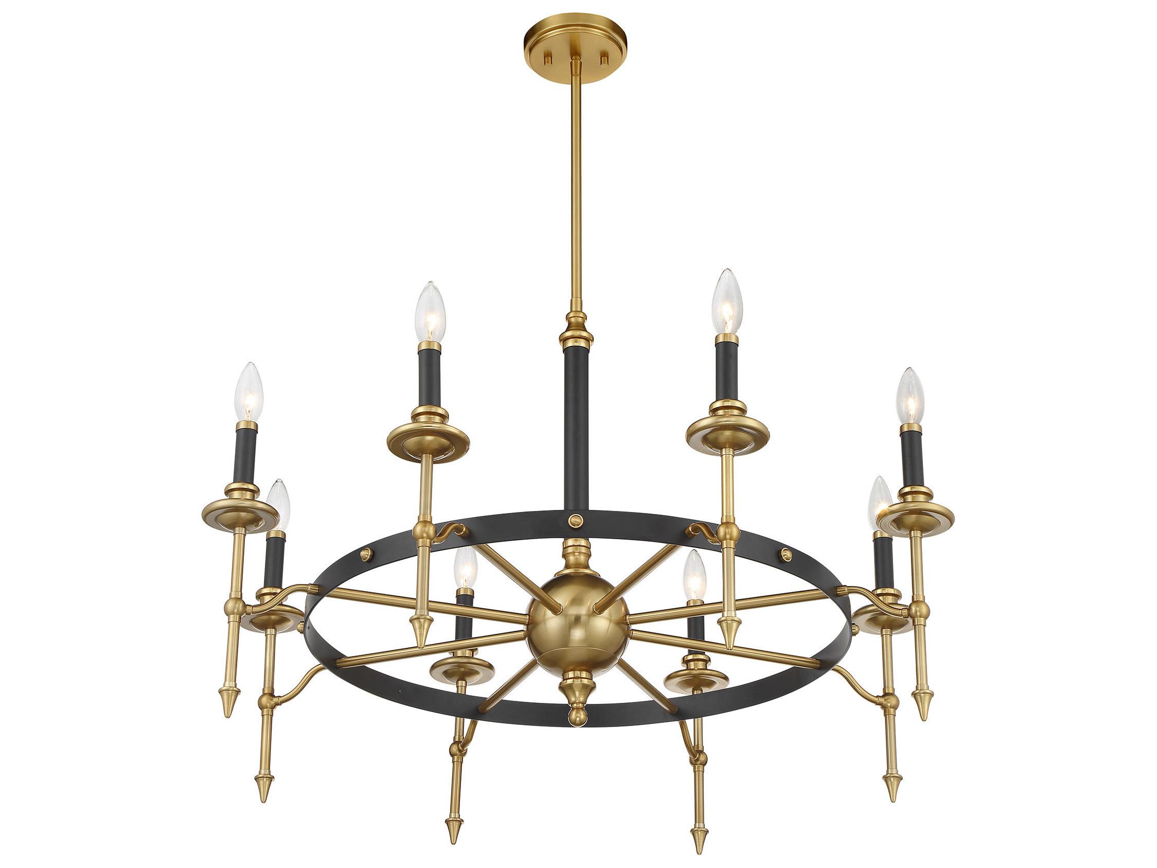 Savoy House Consulate 8-Light Matte Black Warm Brass Traditional Candelabra Chandelier