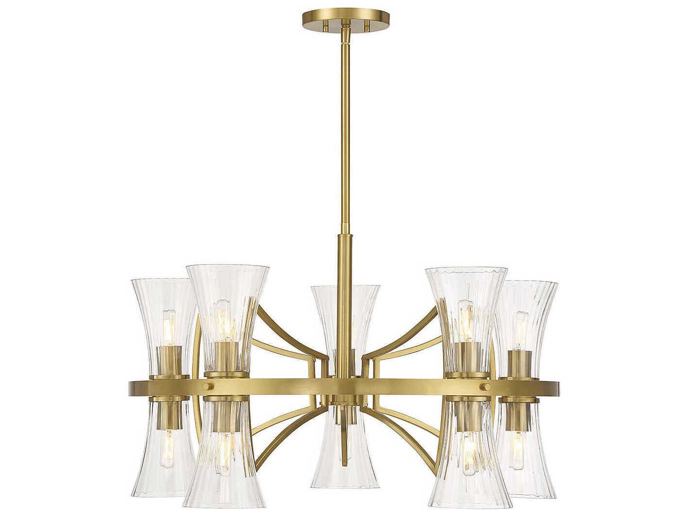 Savoy House Bennington 10-Light Warm Brass Glass Chandelier