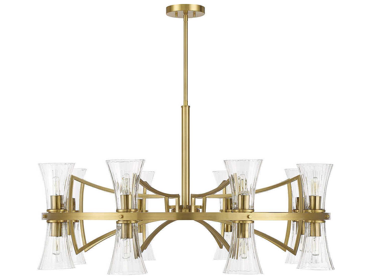 Savoy House Bennington 16-Light Warm Brass Glass Chandelier