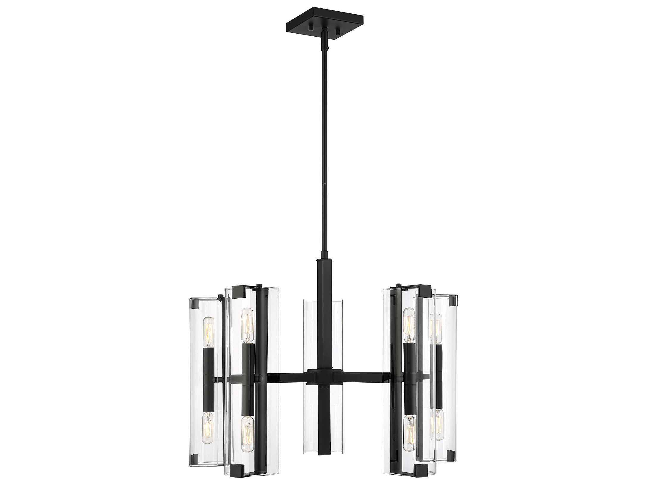 Savoy House Winfield 10-Light Matte Black Glass Cylinder Chandelier