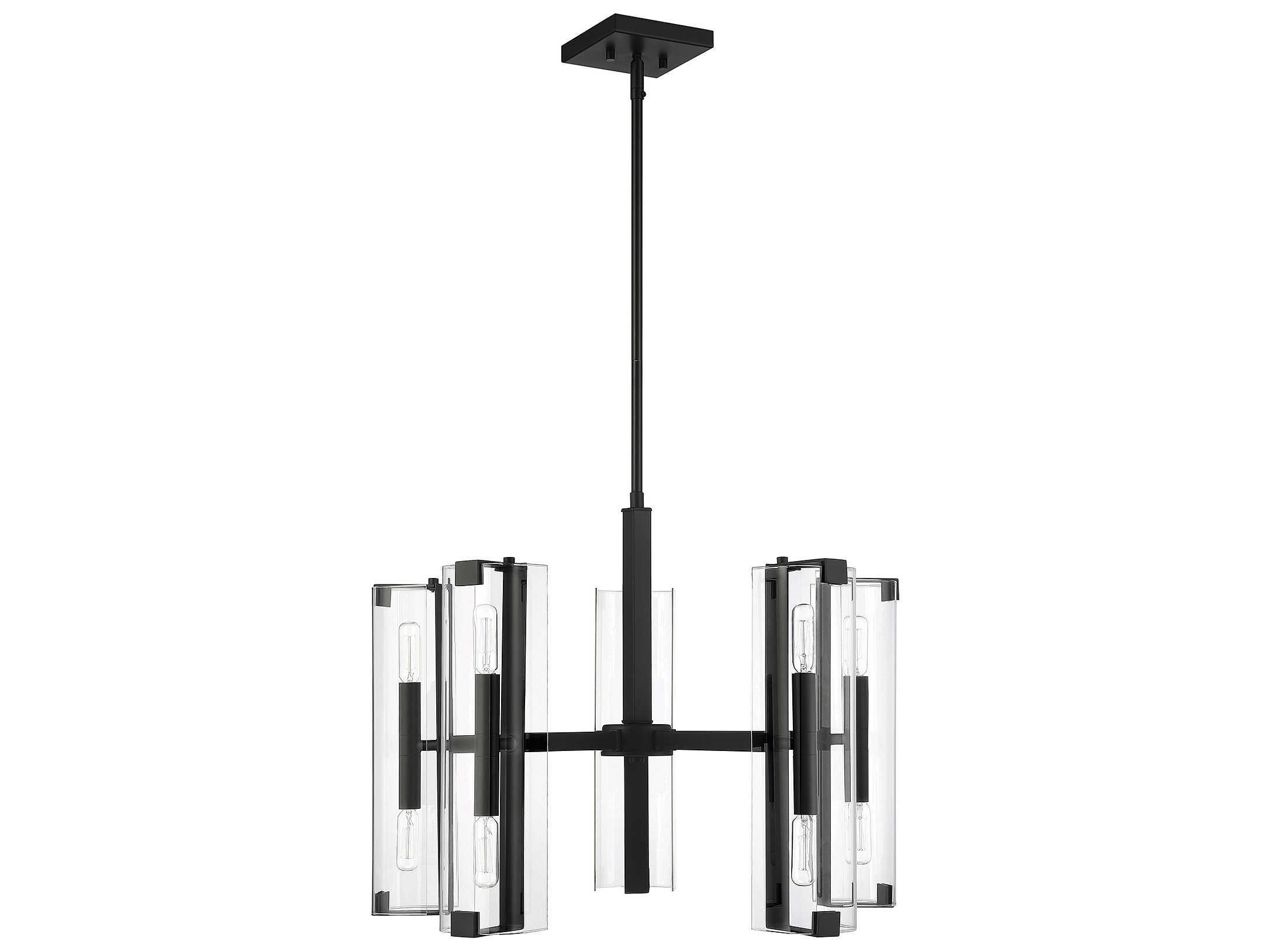 Savoy House Winfield 10-Light Matte Black Glass Cylinder Chandelier