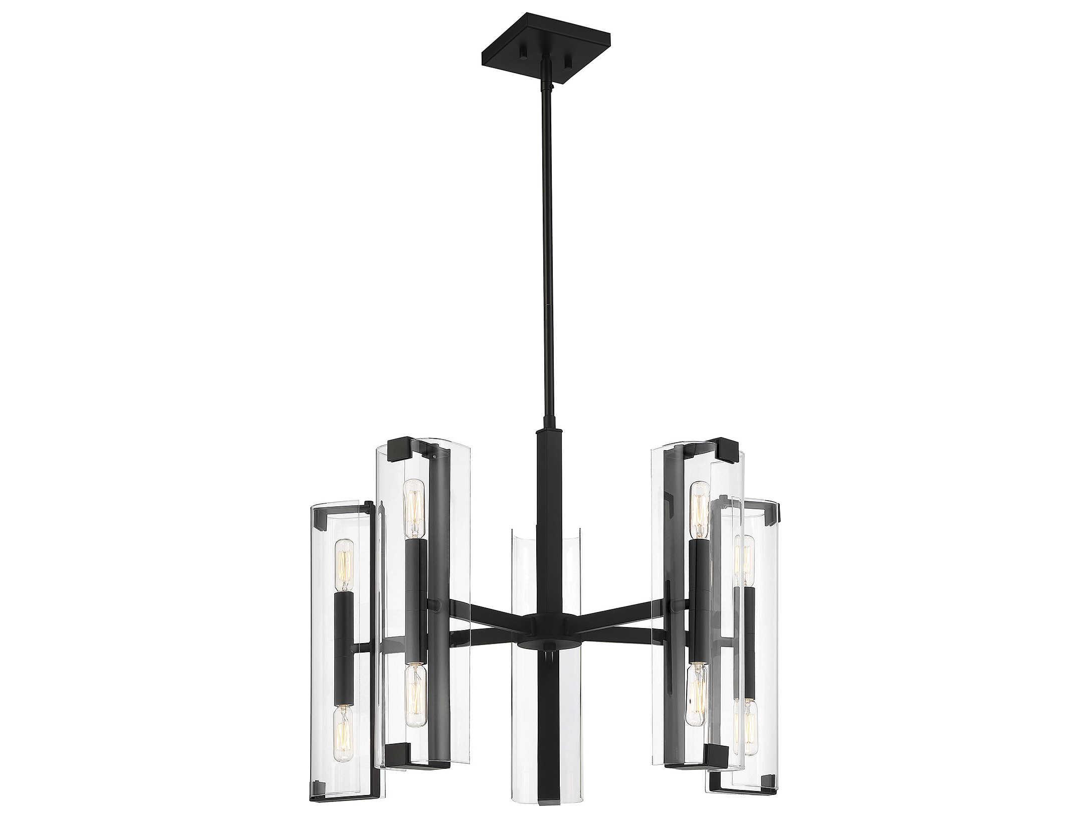 Savoy House Winfield 10-Light Matte Black Glass Cylinder Chandelier