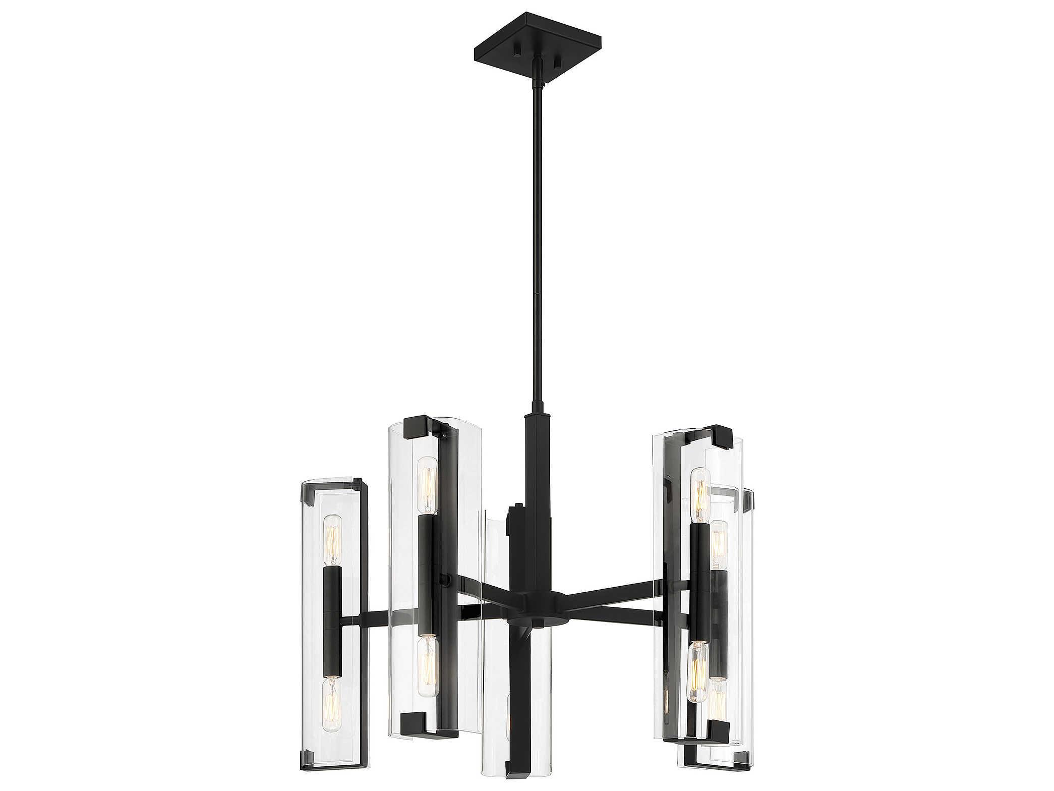 Savoy House Winfield 10-Light Matte Black Glass Cylinder Chandelier