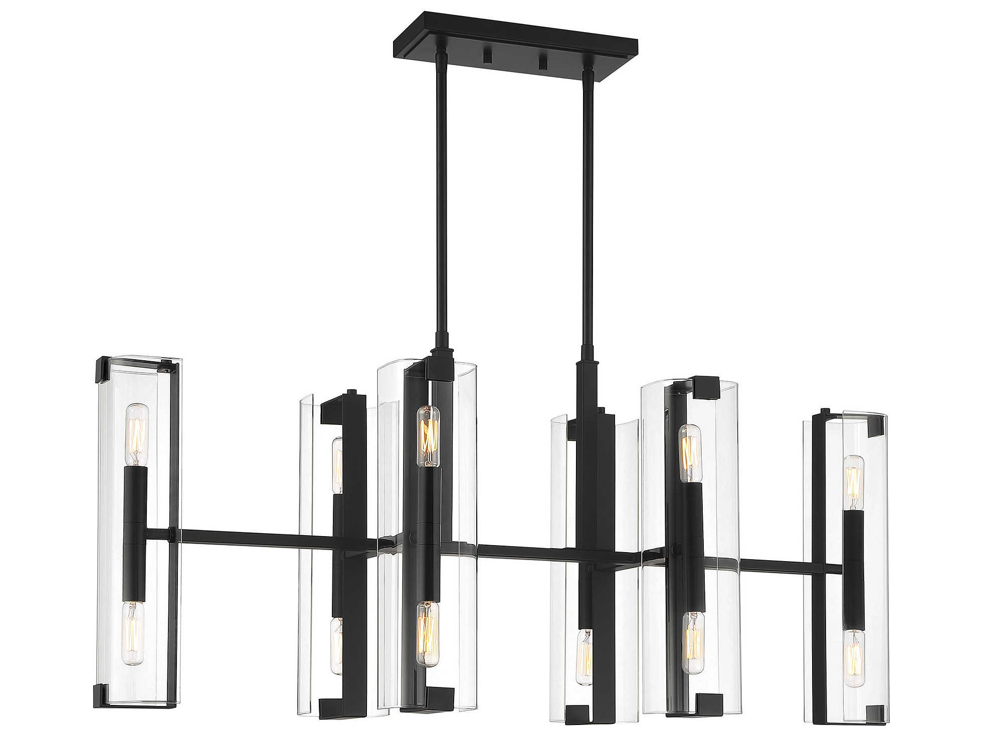 Savoy House Winfield 12-Light Matte Black Glass Cylinder Linear Island Pendant