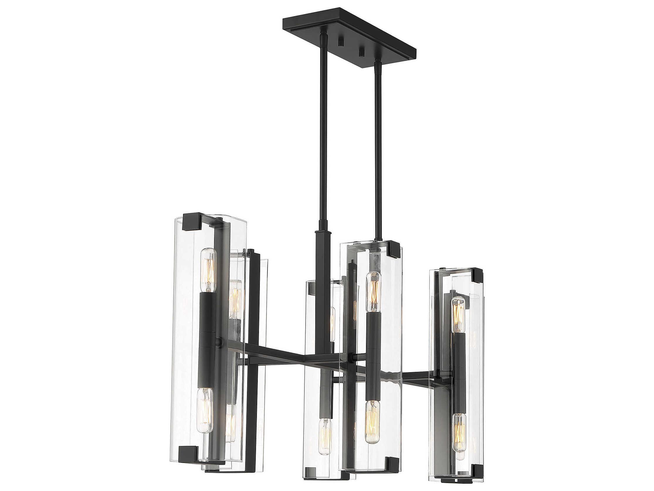 Savoy House Winfield 12-Light Matte Black Glass Cylinder Linear Island Pendant