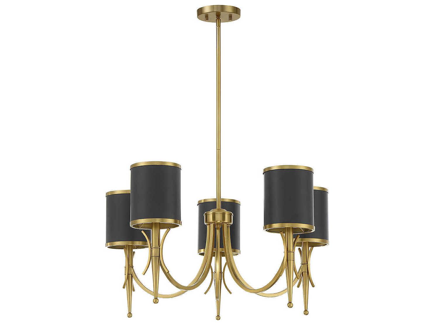 Savoy House Quincy 5-Light Matte Black Warm Brass Cylinder Chandelier