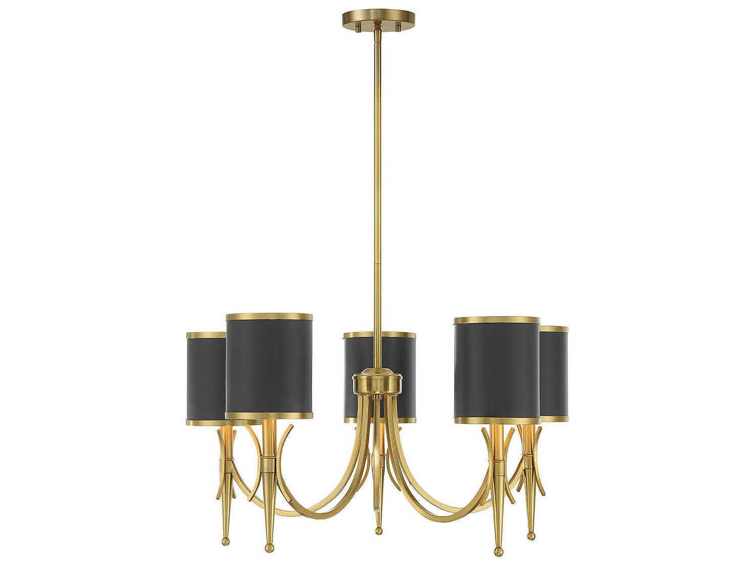 Savoy House Quincy 5-Light Matte Black Warm Brass Cylinder Chandelier