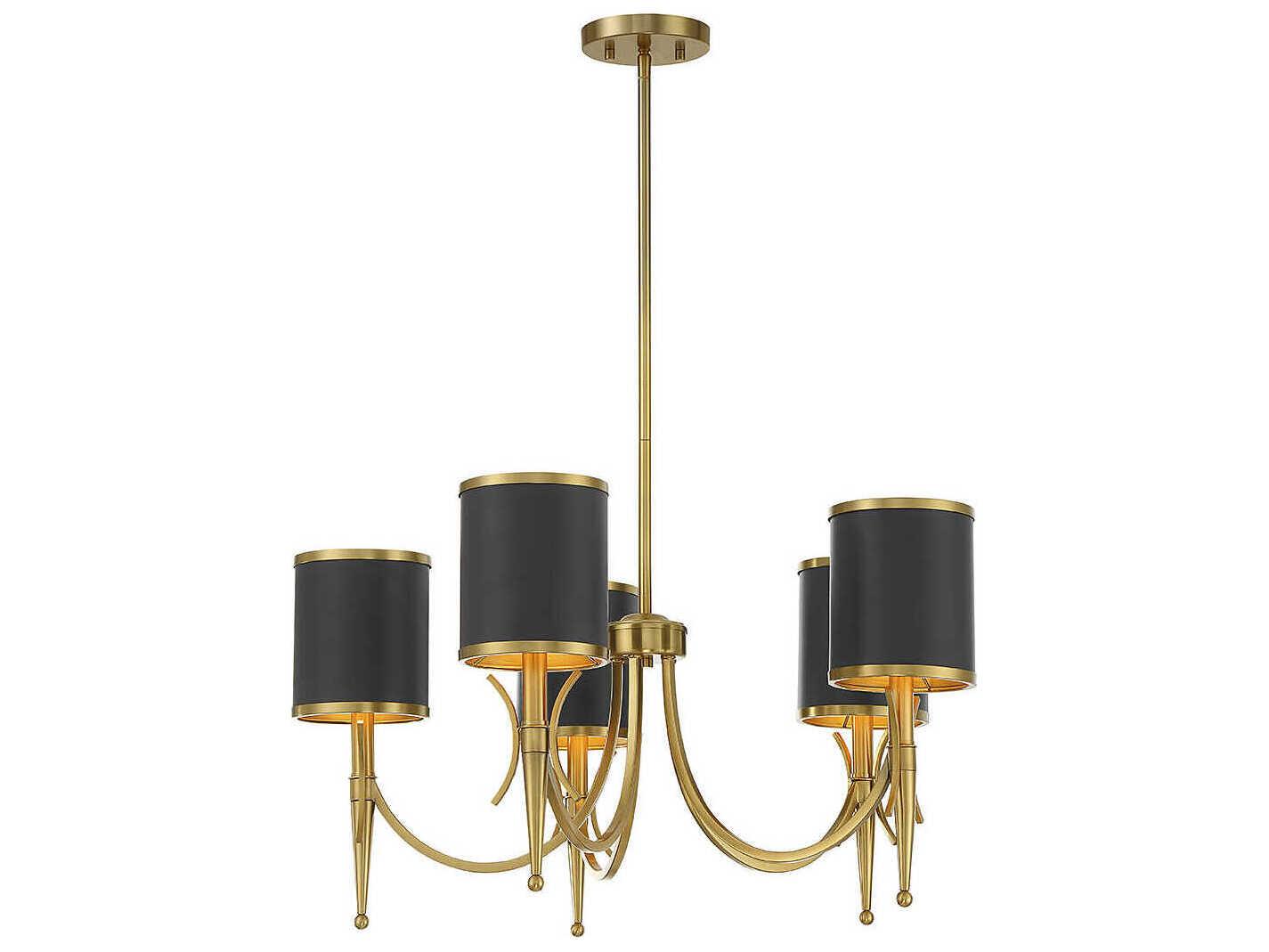 Savoy House Quincy 5-Light Matte Black Warm Brass Cylinder Chandelier