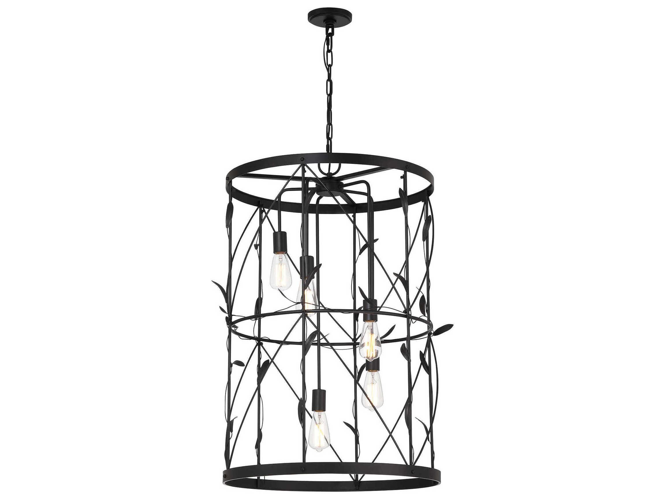Savoy House Lexington 5-Light Matte Black Cylinder Pendant