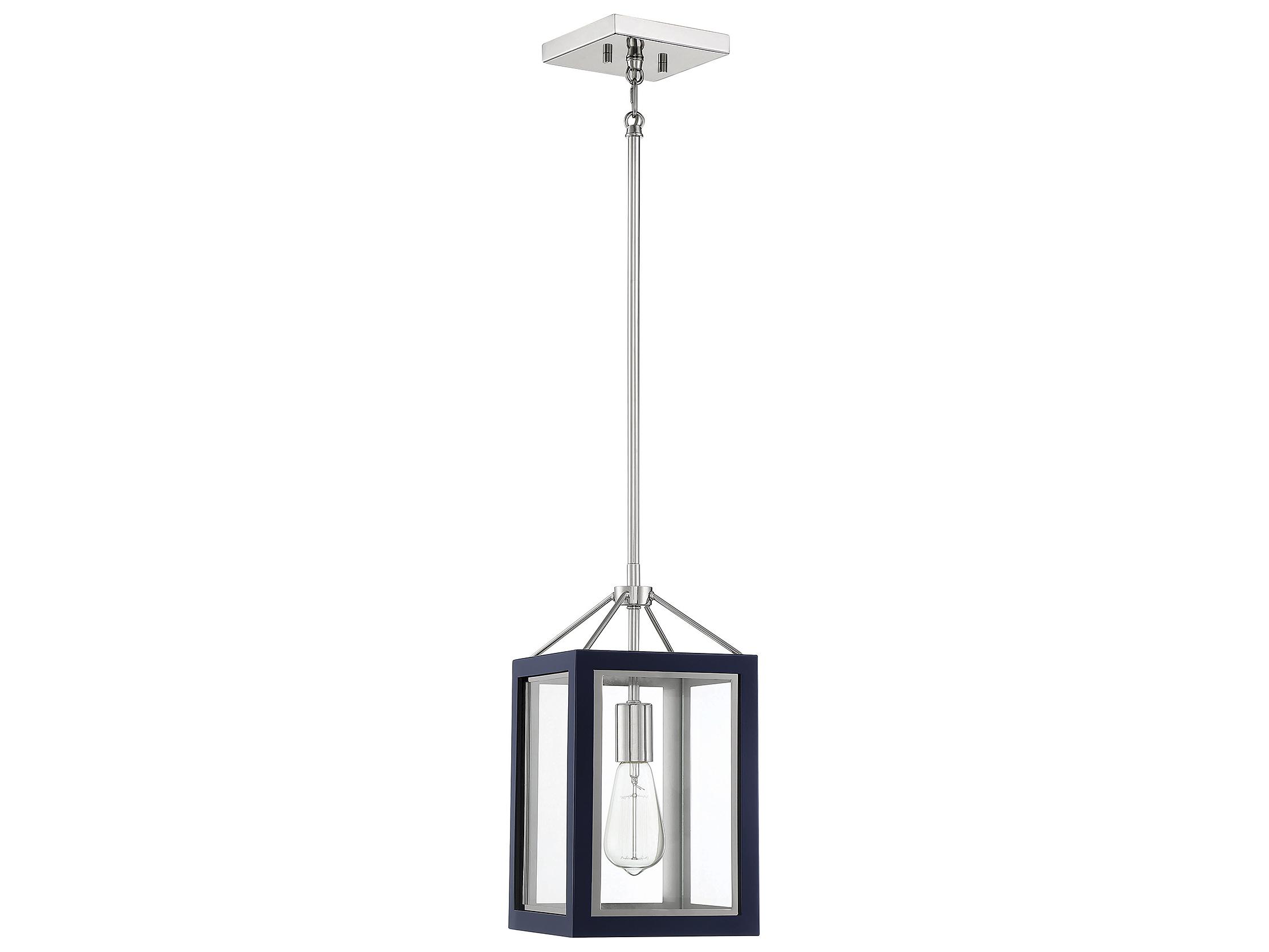Savoy House Carlton 1-Light Navy Polished Nickel Blue Glass Mini Pendant