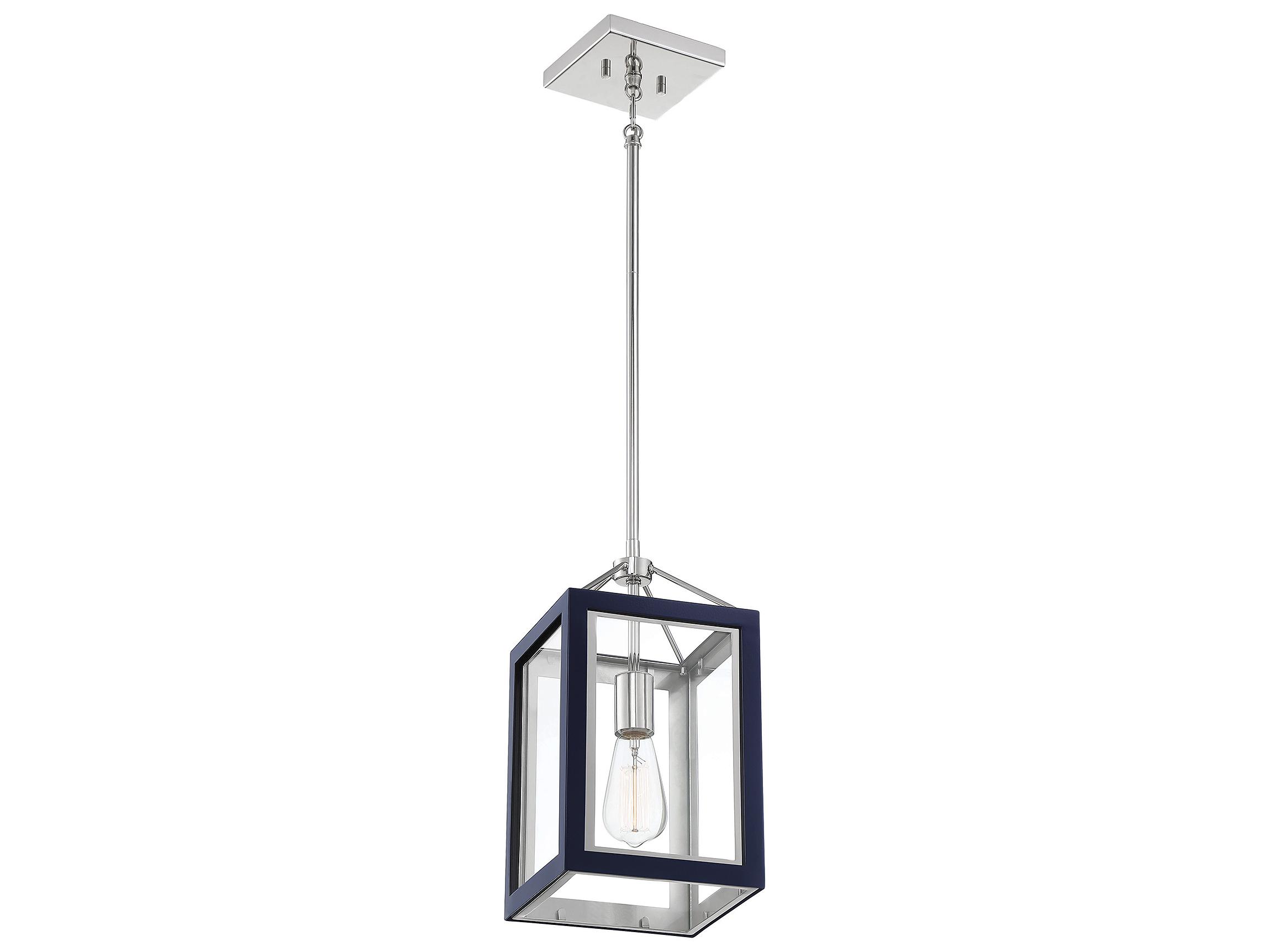 Savoy House Carlton 1-Light Navy Polished Nickel Blue Glass Mini Pendant