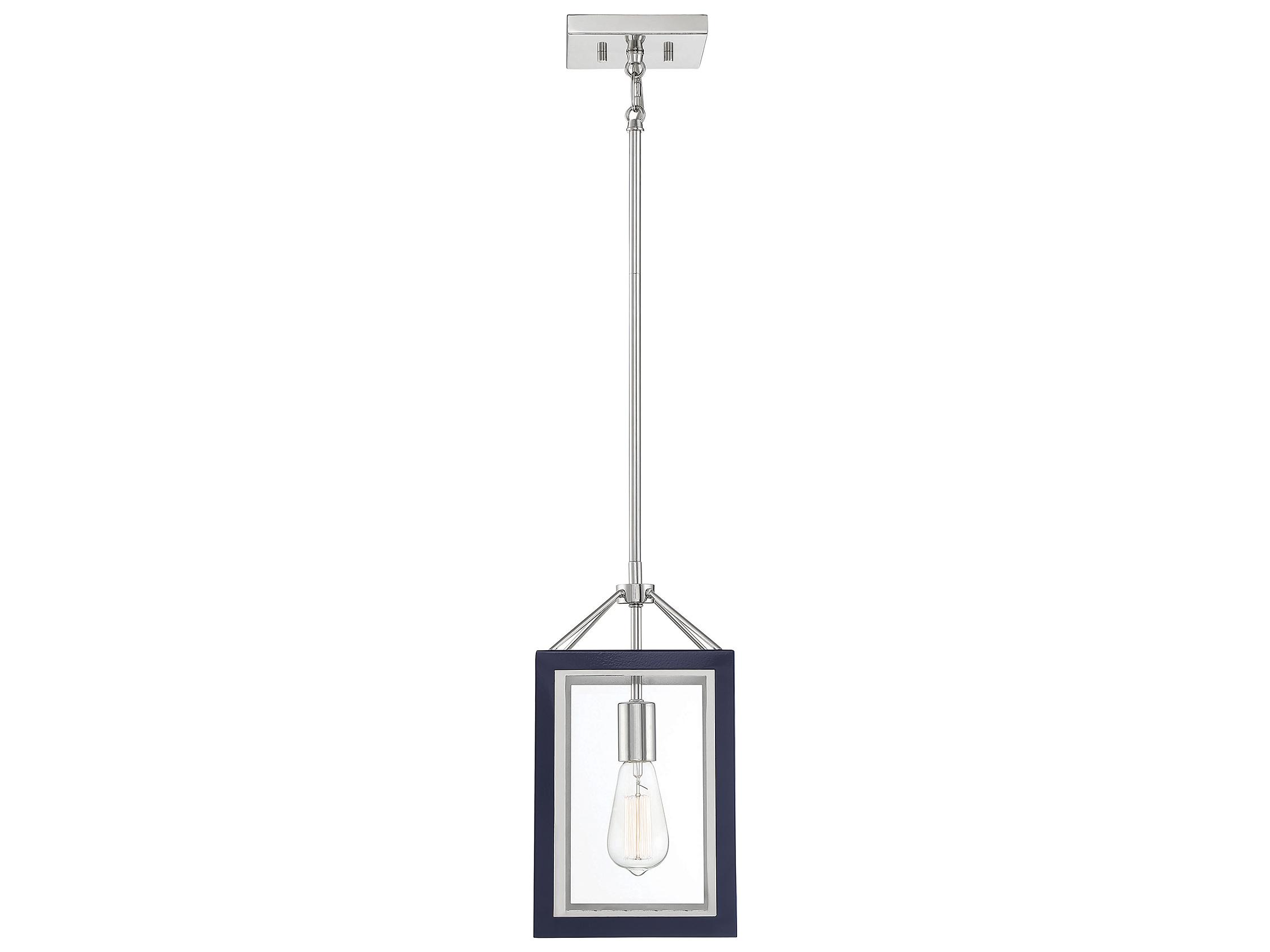 Savoy House Carlton 1-Light Navy Polished Nickel Blue Glass Mini Pendant