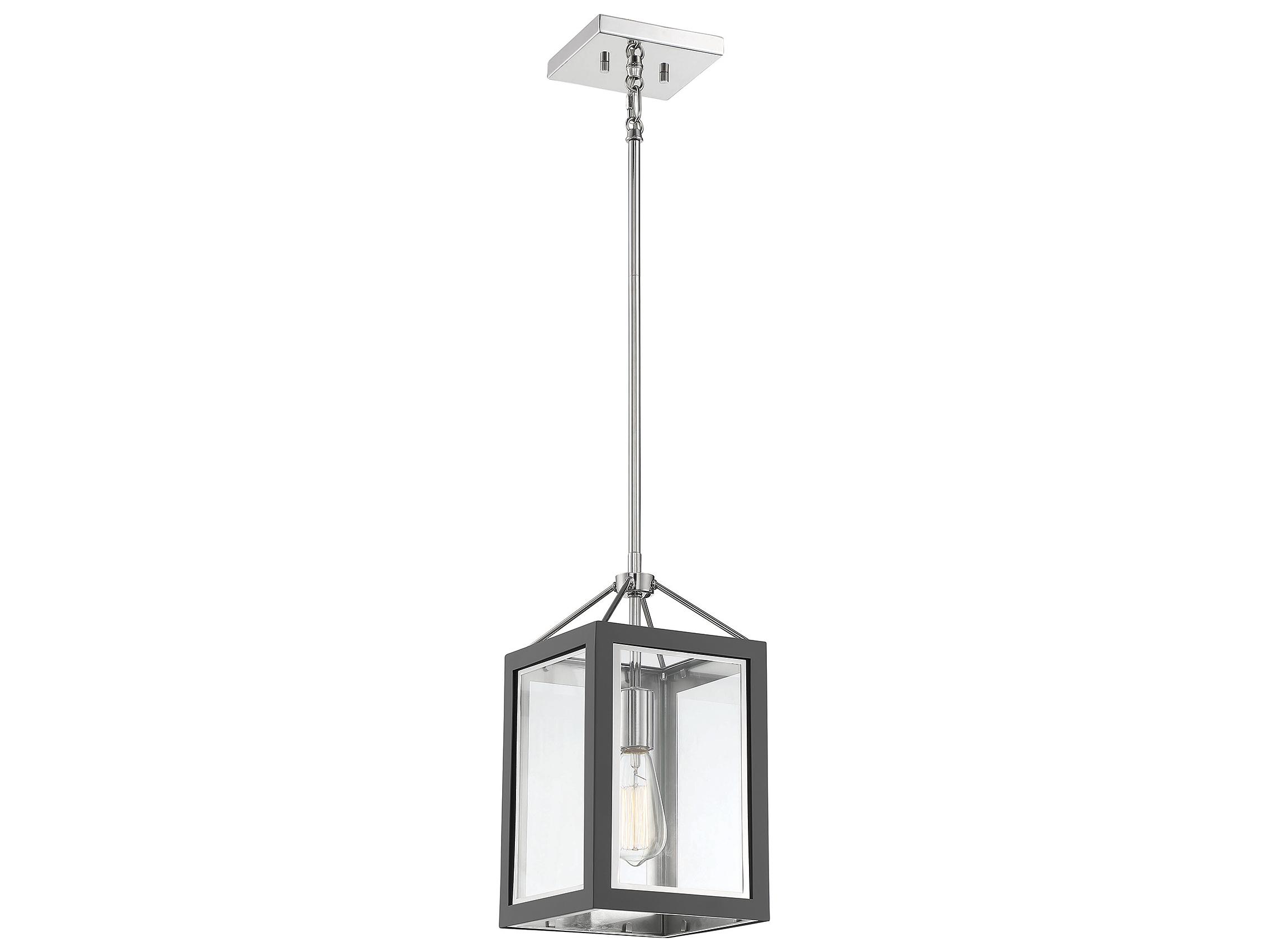 Savoy House Carlton 1-Light Gray Polished Nickel Glass Mini Pendant