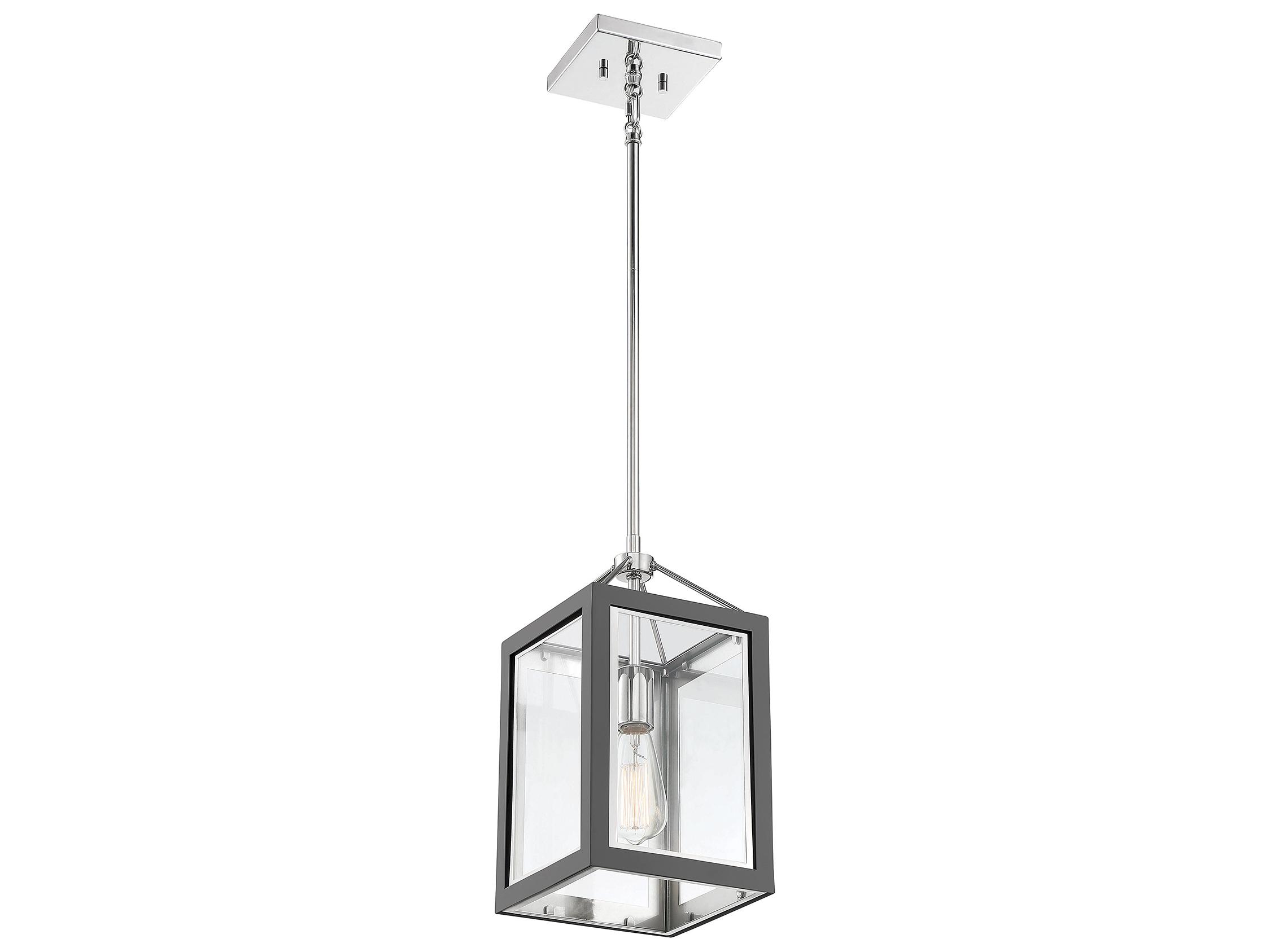 Savoy House Carlton 1-Light Gray Polished Nickel Glass Mini Pendant