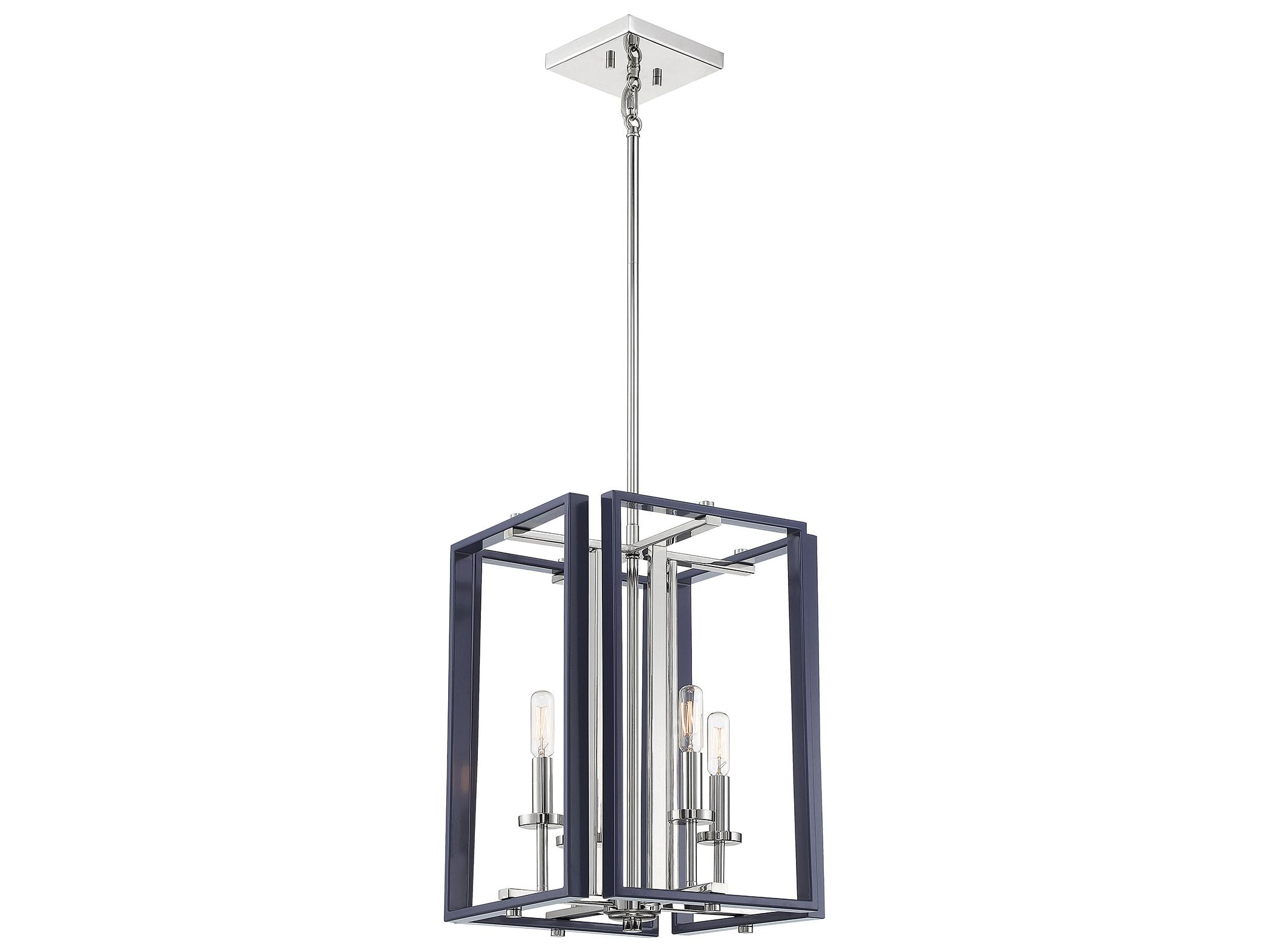 Savoy House Champlin 4-Light Navy Polished Nickel Blue Glass Chandelier