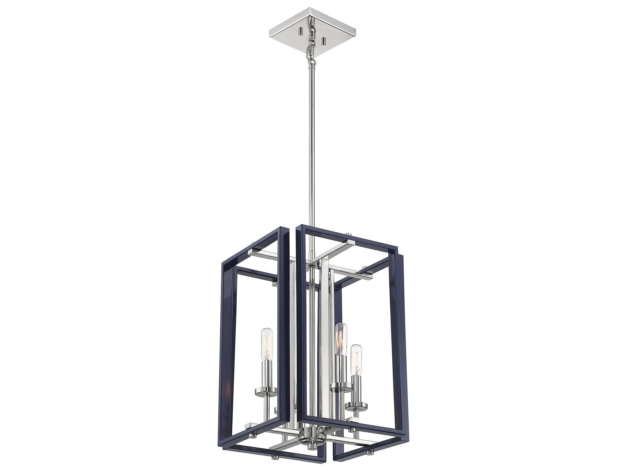 Savoy House Champlin 4-Light Navy Polished Nickel Blue Glass Chandelier