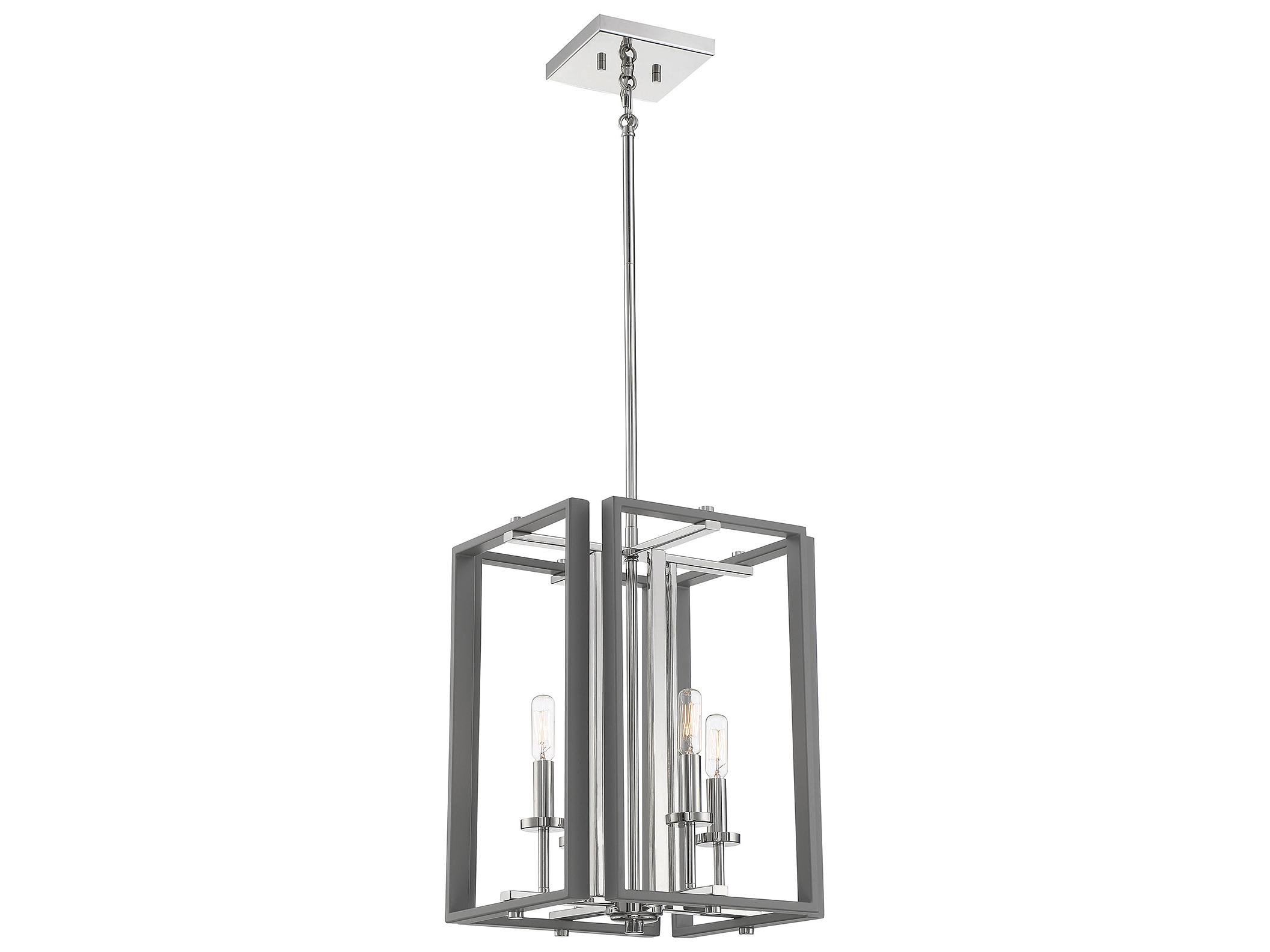 Savoy House Champlin 4-Light Gray Polished Nickel Glass Chandelier