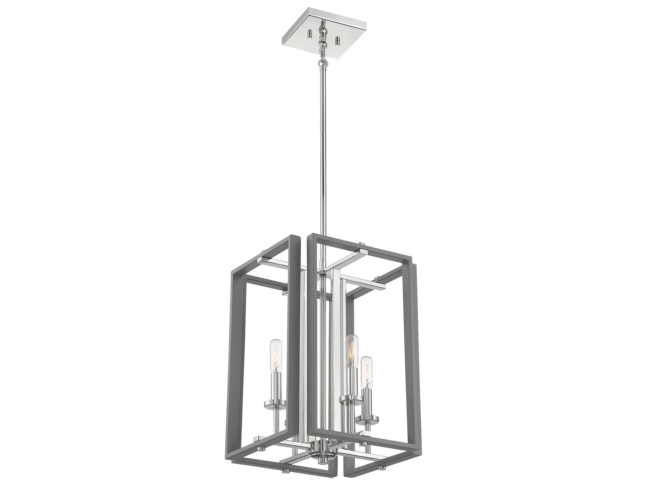Savoy House Champlin 4-Light Gray Polished Nickel Glass Chandelier