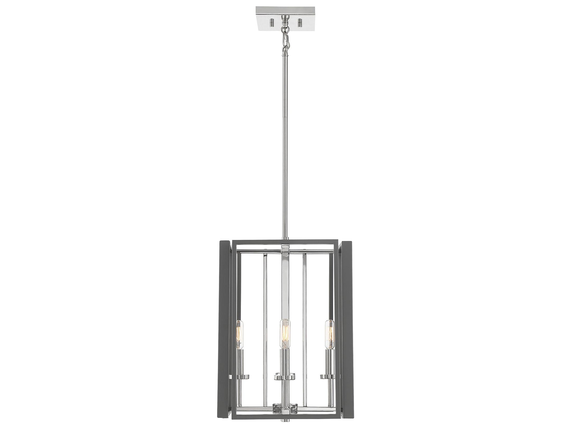 Savoy House Champlin 4-Light Gray Polished Nickel Glass Chandelier