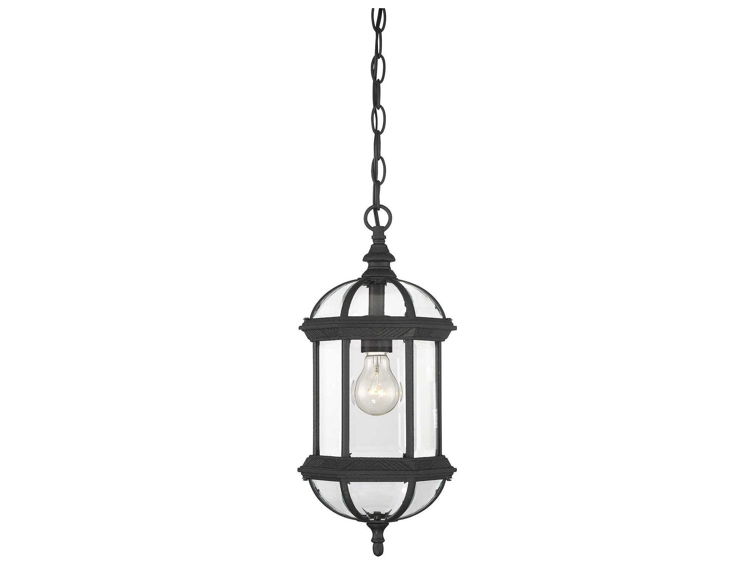 Savoy House Kensington 1-Light Textured Black Glass Lantern Mini Pendant
