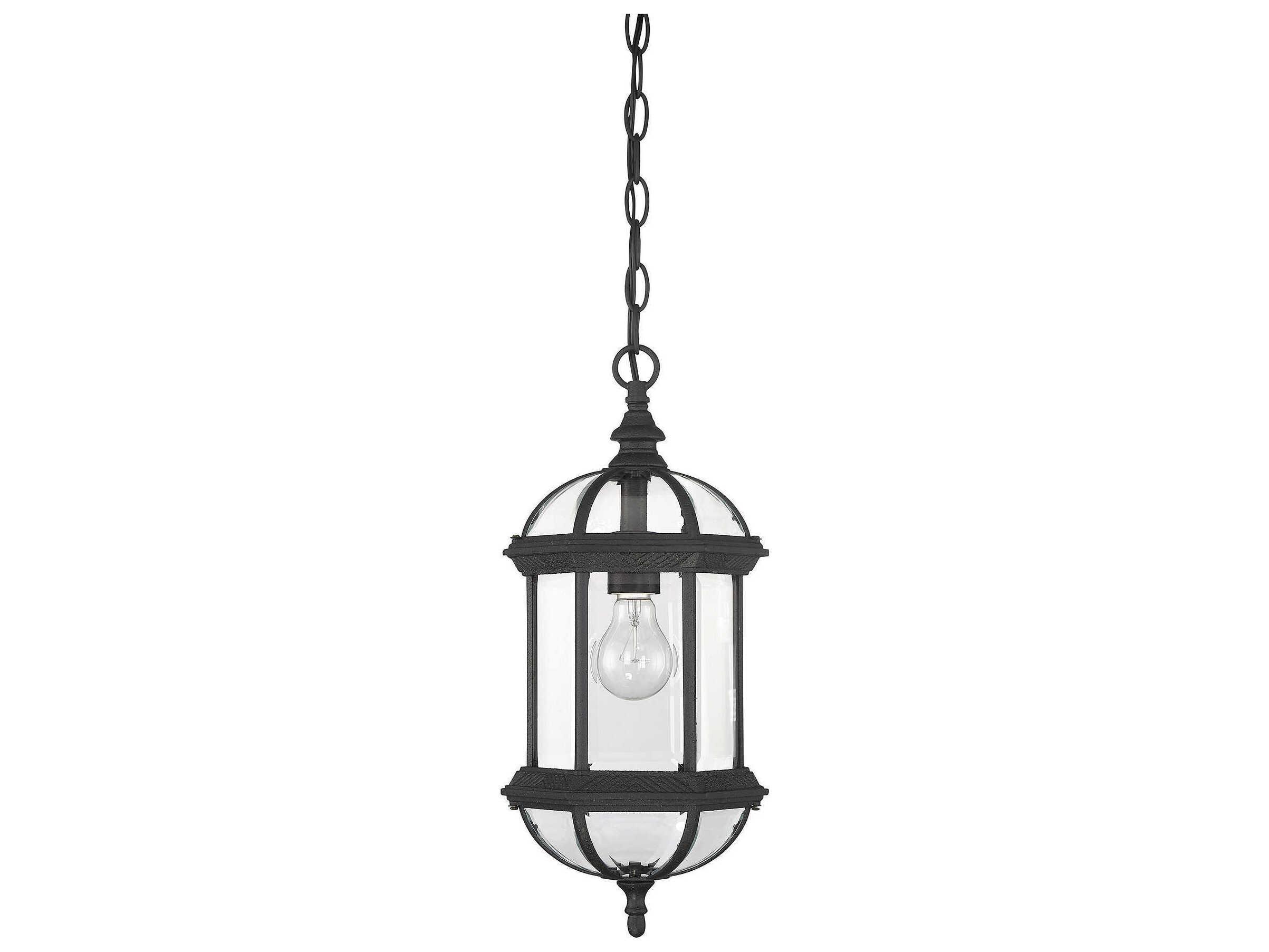Savoy House Kensington 1-Light Textured Black Glass Lantern Mini Pendant