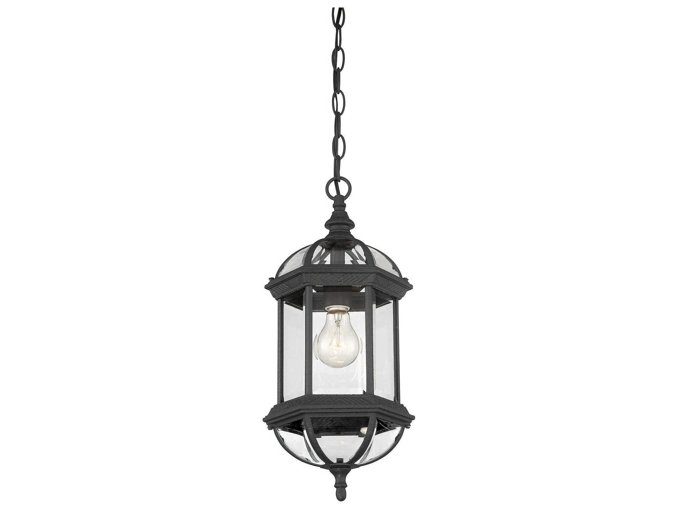 Savoy House Kensington 1-Light Textured Black Glass Lantern Mini Pendant