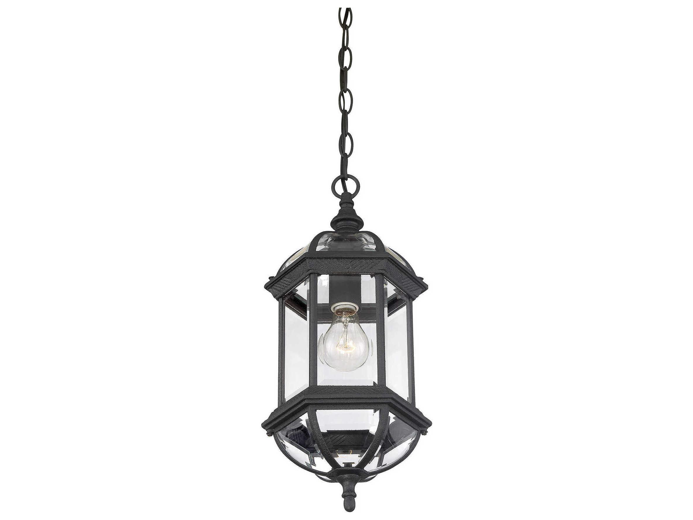Savoy House Kensington 1-Light Textured Black Glass Lantern Mini Pendant