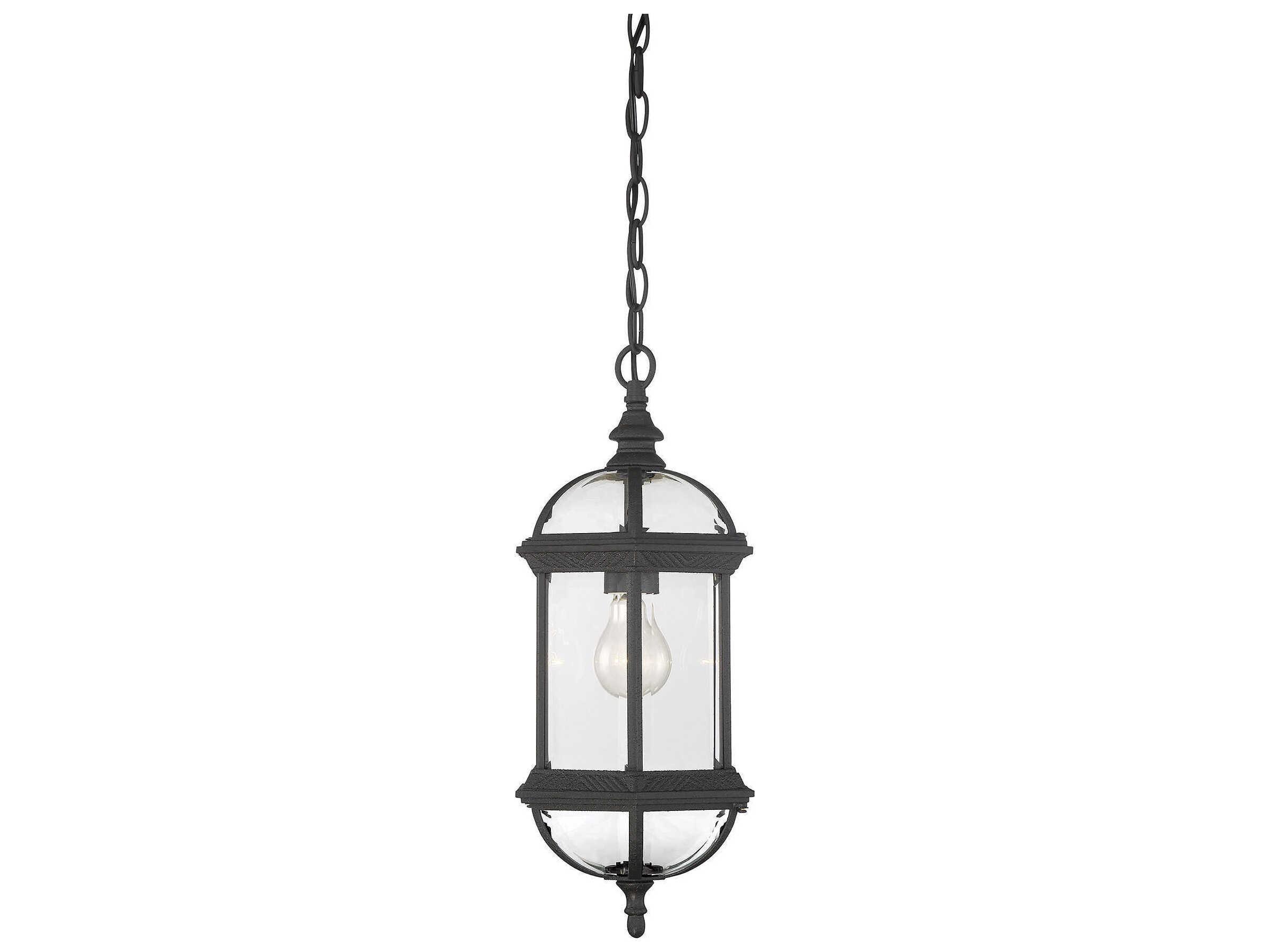 Savoy House Kensington 1-Light Textured Black Glass Lantern Mini Pendant