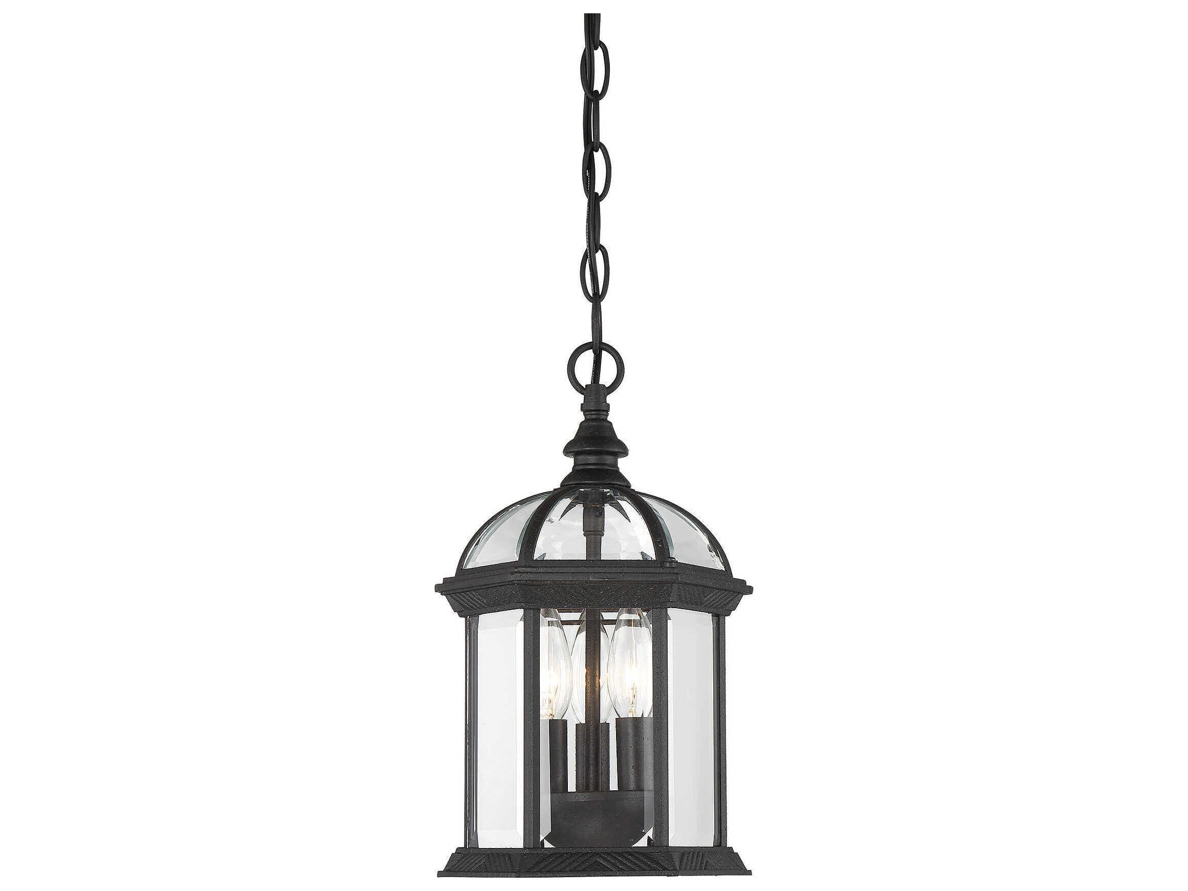 Savoy House Kensington 3-Light Textured Black Glass Lantern Mini Pendant