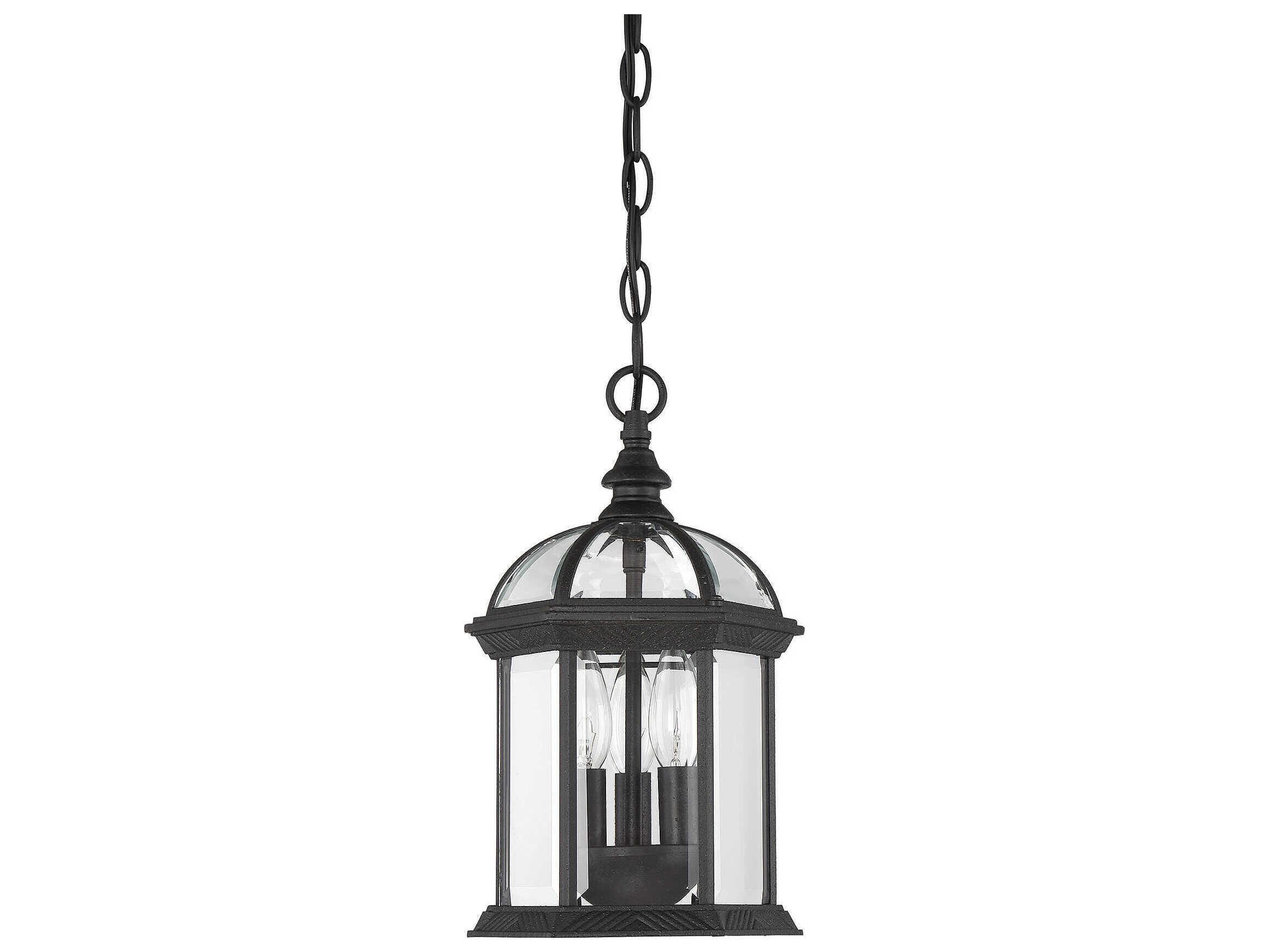 Savoy House Kensington 3-Light Textured Black Glass Lantern Mini Pendant