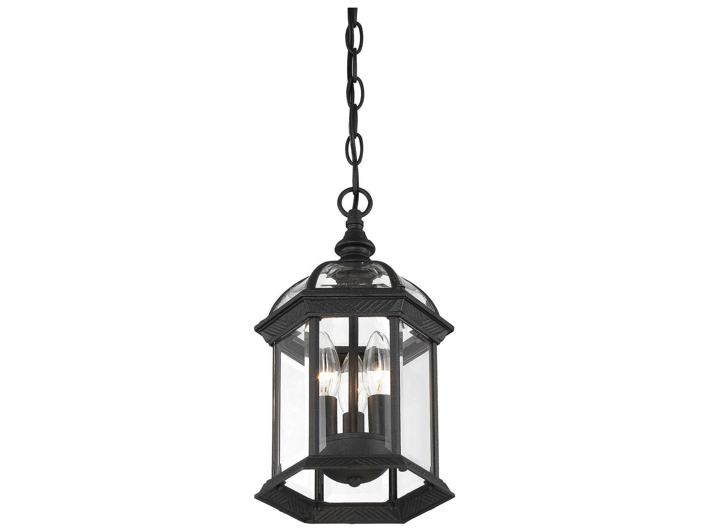 Savoy House Kensington 3-Light Textured Black Glass Lantern Mini Pendant