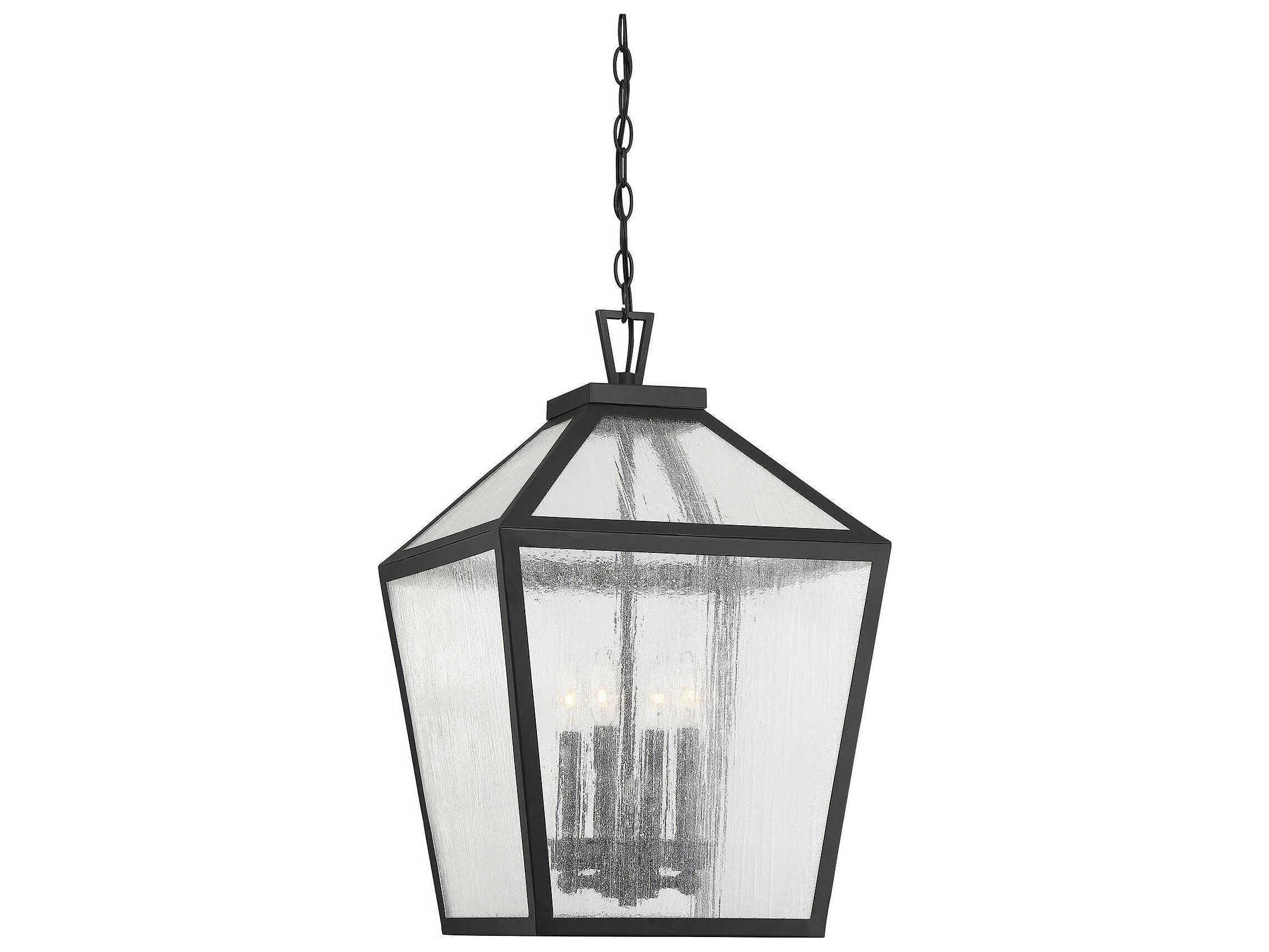 Savoy House Woodstock 4-Light Black Glass Pendant