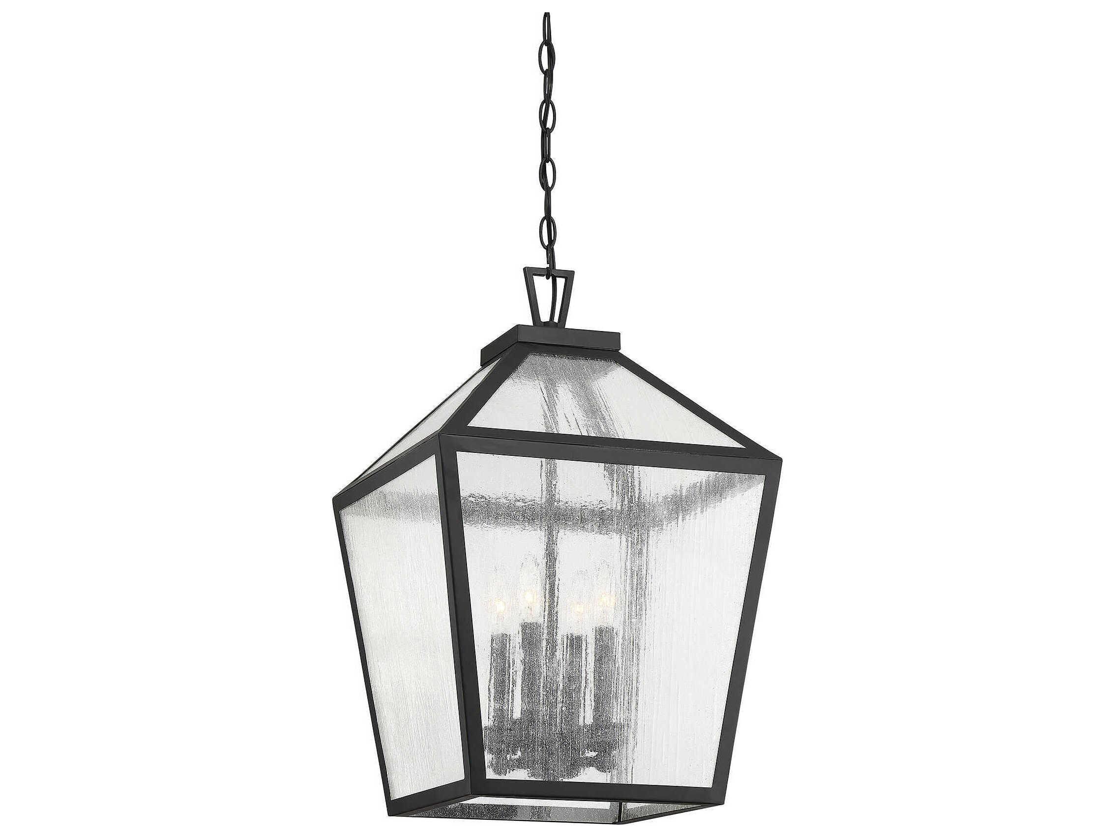 Savoy House Woodstock 4-Light Black Glass Pendant