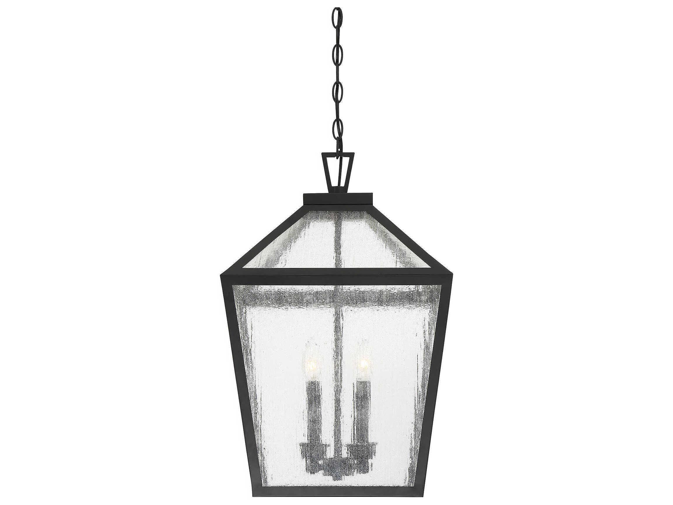 Savoy House Woodstock 4-Light Black Glass Pendant