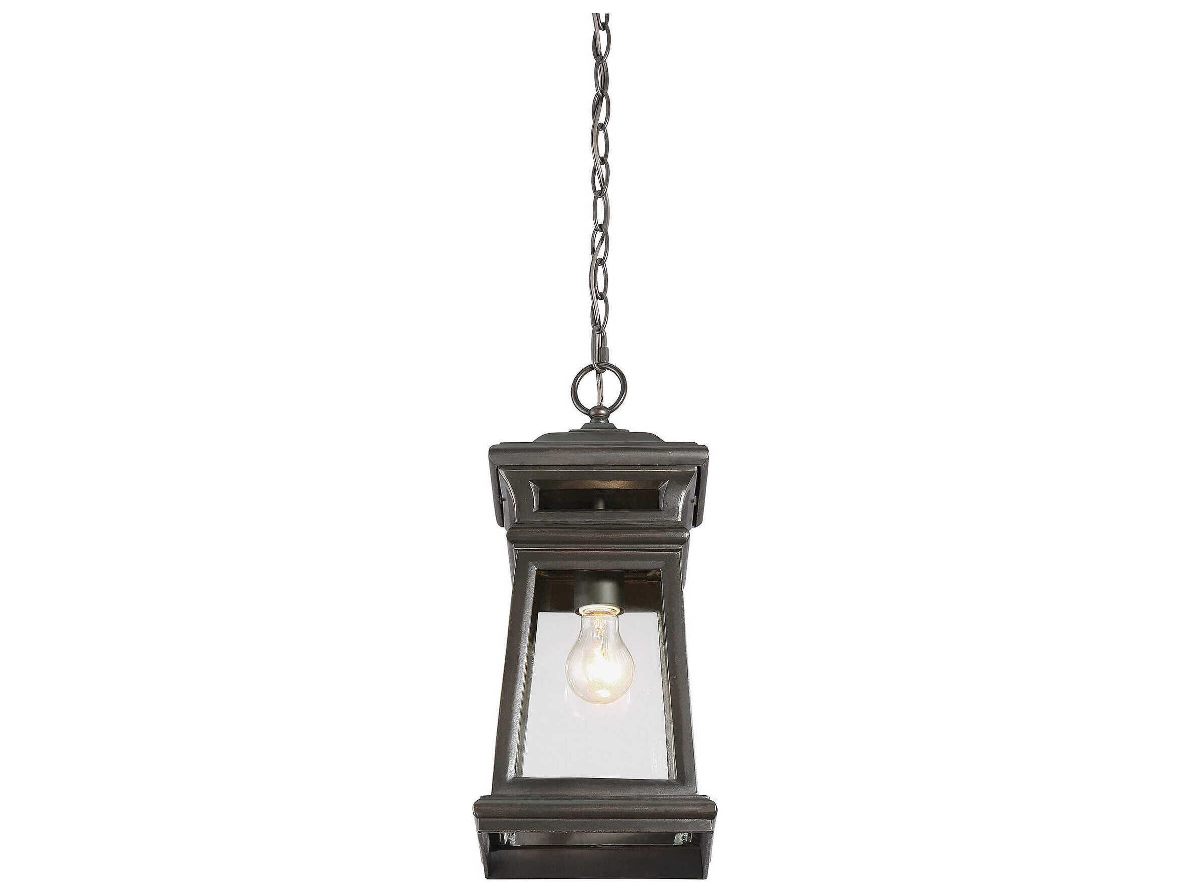 Savoy House Taylor 1-Light English Bronze Gold Glass Lantern Mini Pendant