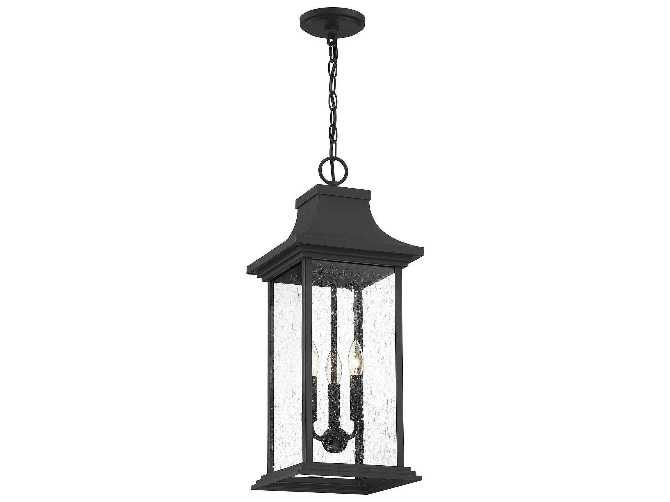 Savoy House Hancock 3-Light Matte Black Glass Lantern Mini Pendant