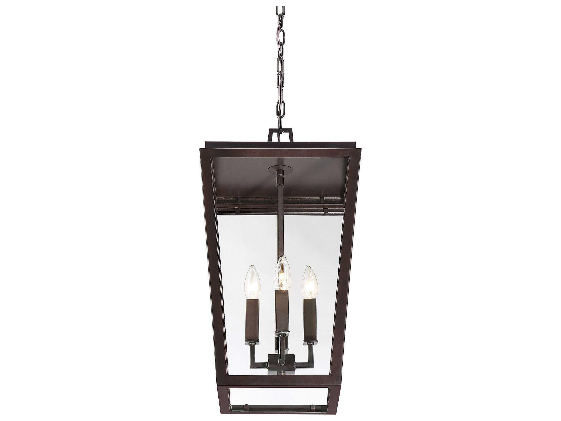 Savoy House Milton 4-Light English Bronze Glass Lantern Pendant
