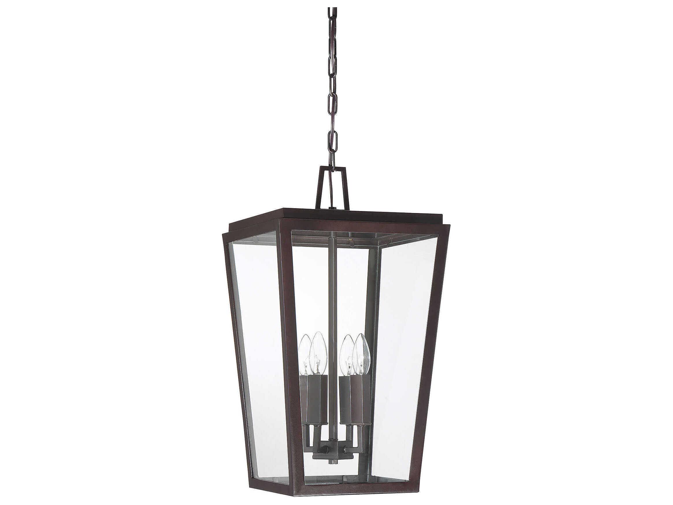 Savoy House Milton 4-Light English Bronze Glass Lantern Pendant