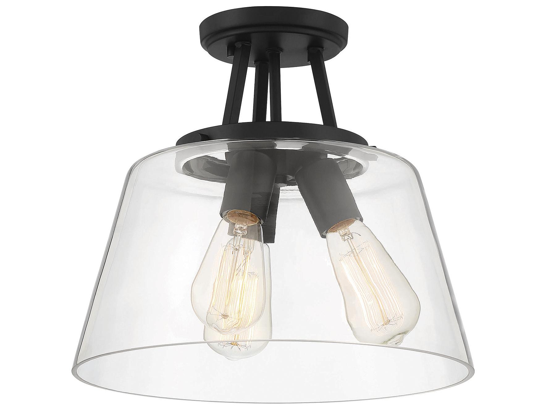 Savoy House Calhoun 3-Light Matte Black Glass Semi Flush Mount