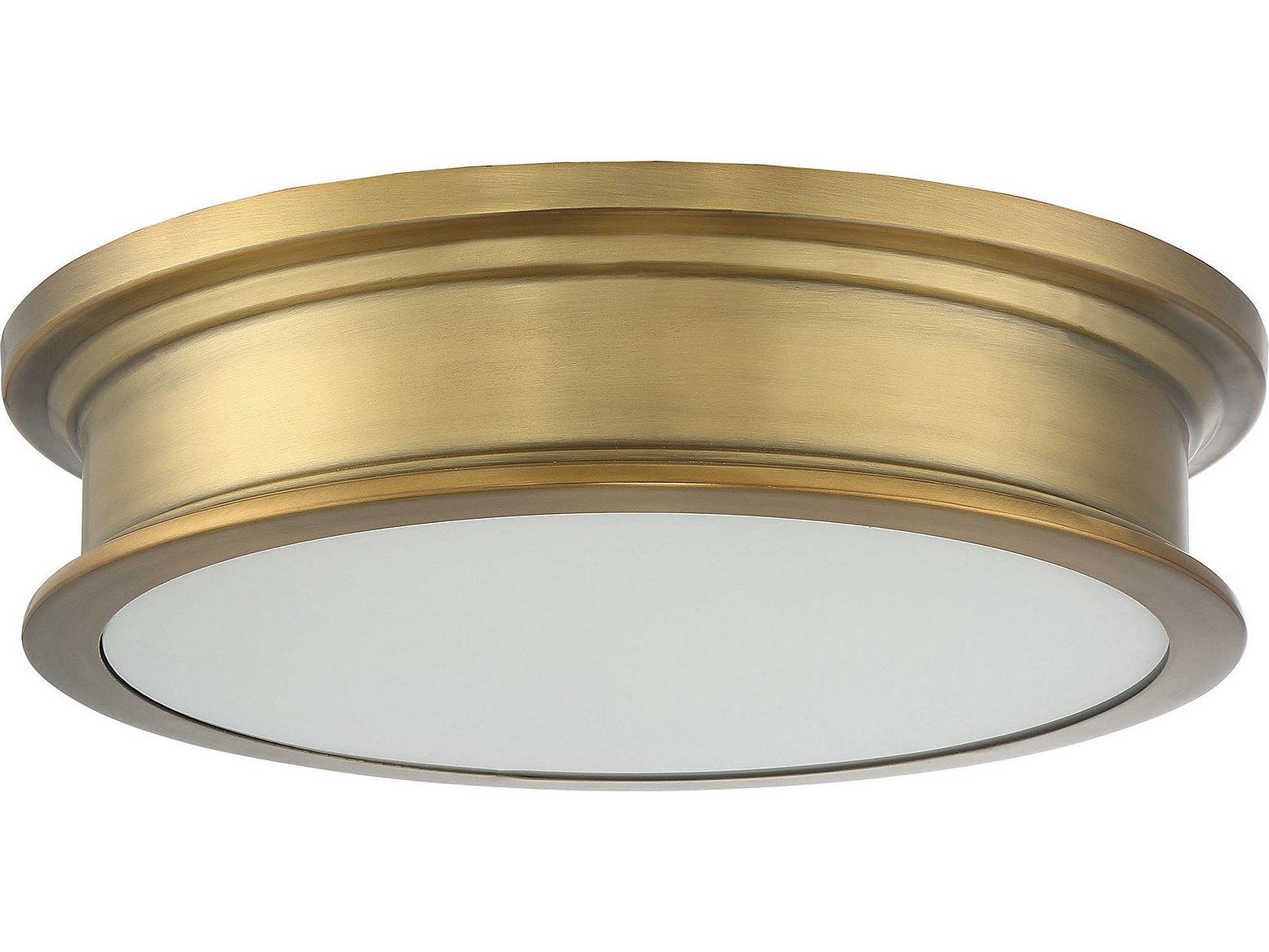 Savoy House Watkins 3-Light Warm Brass Glass Geometric Round Flush Mount