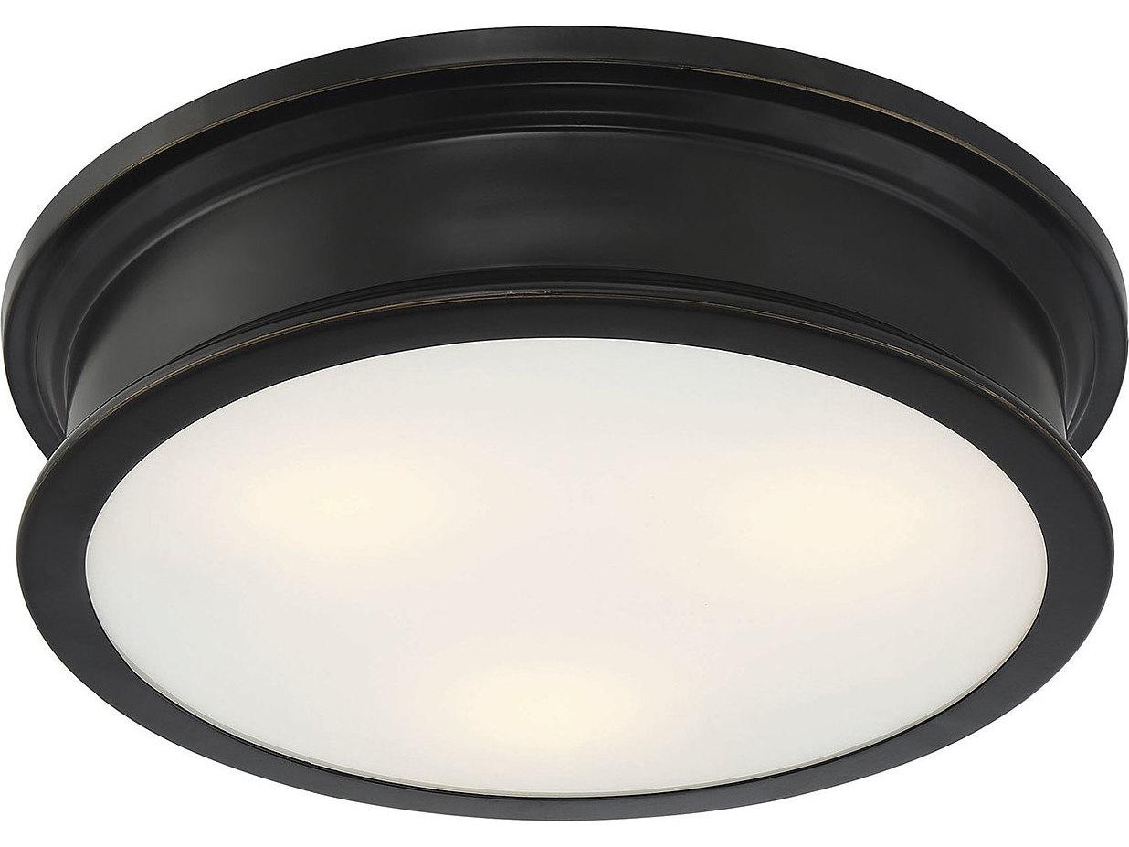 Savoy House Watkins 3-Light Classica Bronze Glass Drum Flush Mount