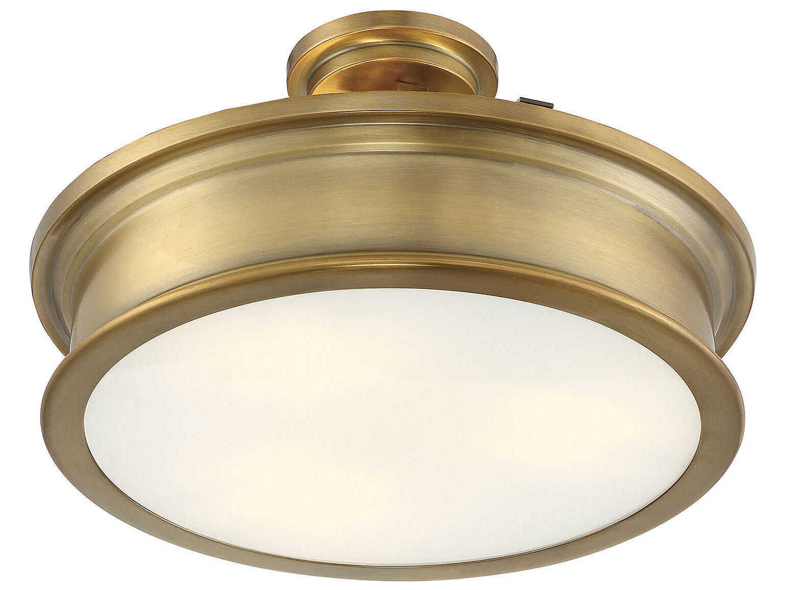 Savoy House Watkins 3-Light Warm Brass Glass Round Semi Flush Mount