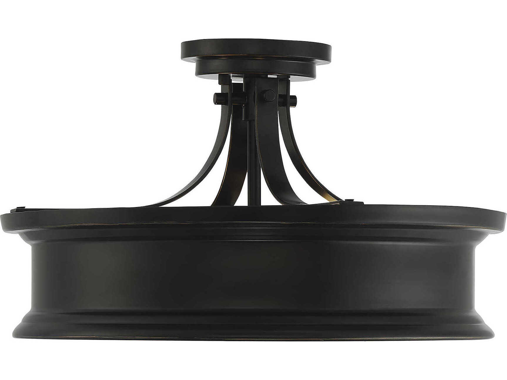 Savoy House Watkins 3-Light Classic Bronze Glass Round Semi Flush Mount