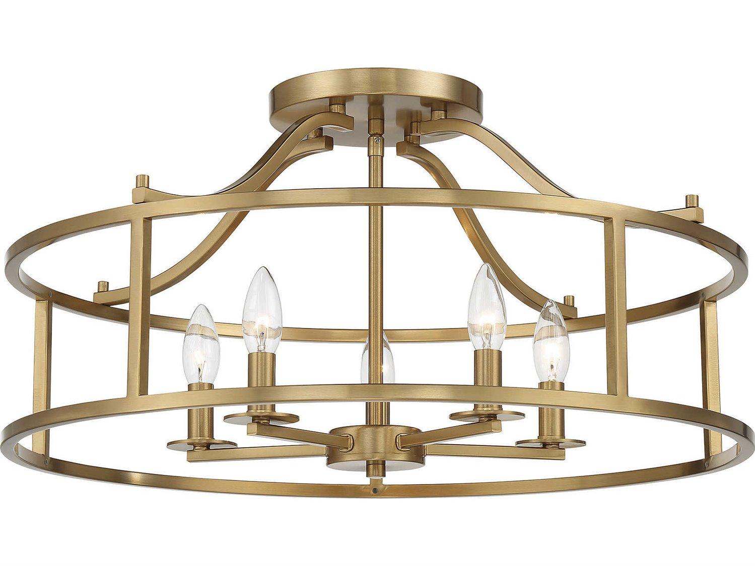 Savoy House Stockton 5-Light Warm Brass Semi Flush Mount